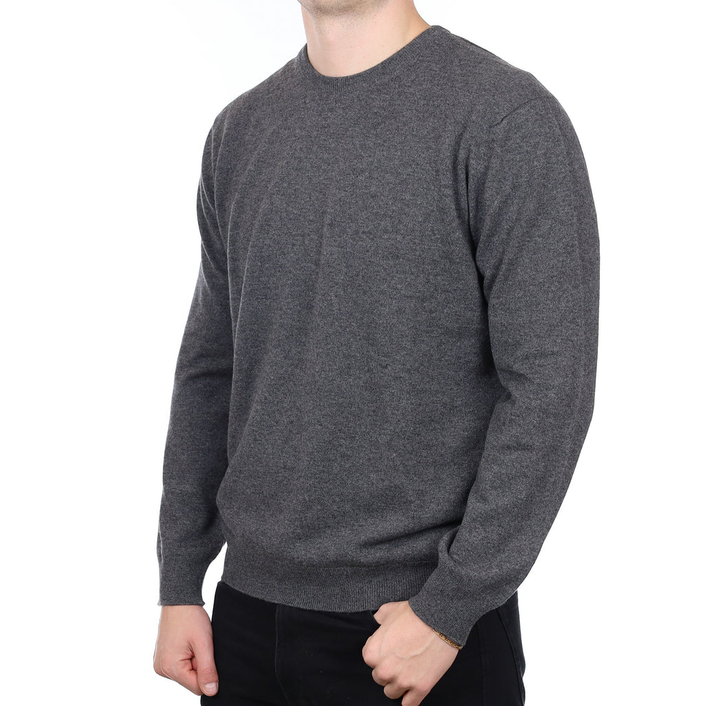 Men’s Brand New Scottish Slate Grey Cashmere Crew Neck Jumper XXL