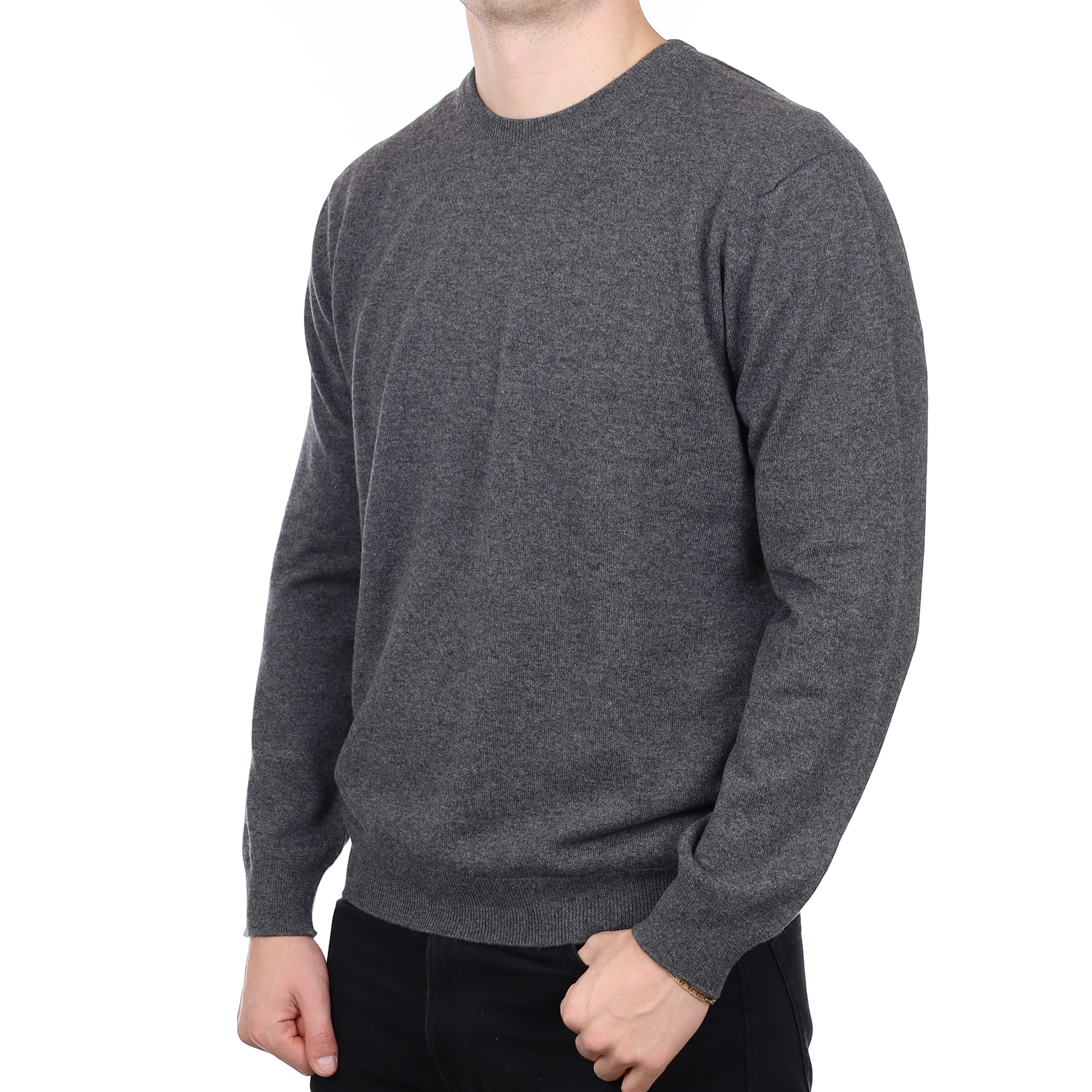 Men’s Brand New Scottish Slate Grey Cashmere Crew Neck Jumper XXL