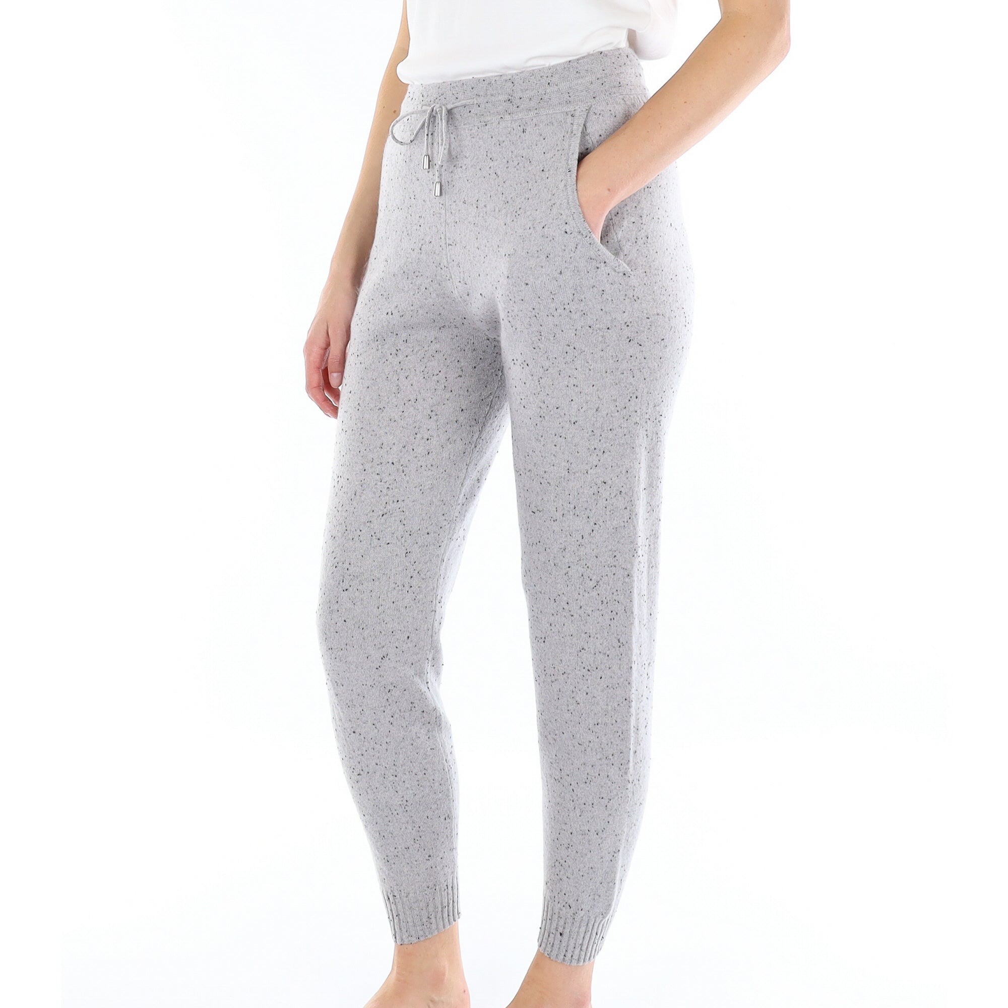 Grey Flecked Cashmere Lounge Pants Small