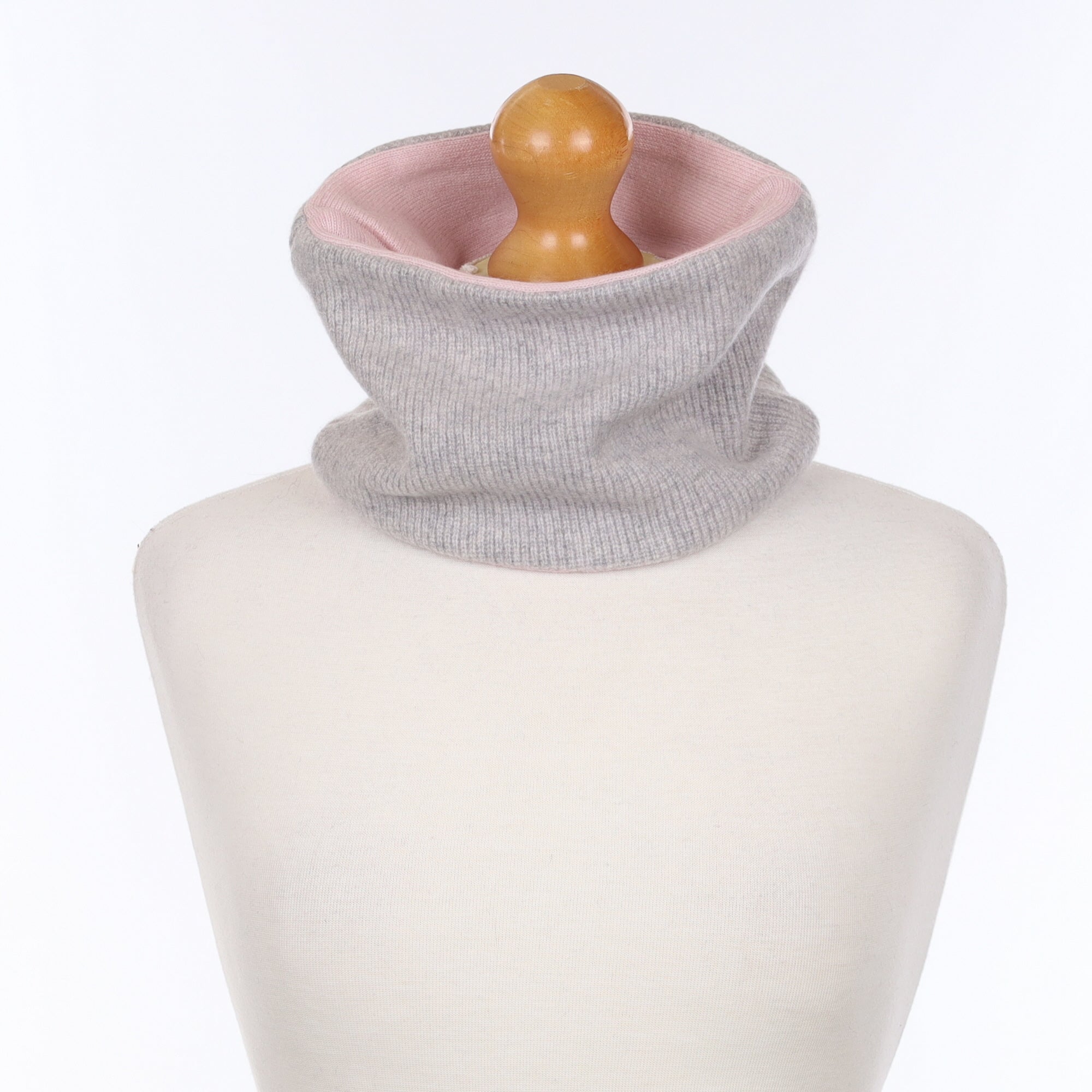 Mist Grey Rib and Ice Pink Neck Warmer