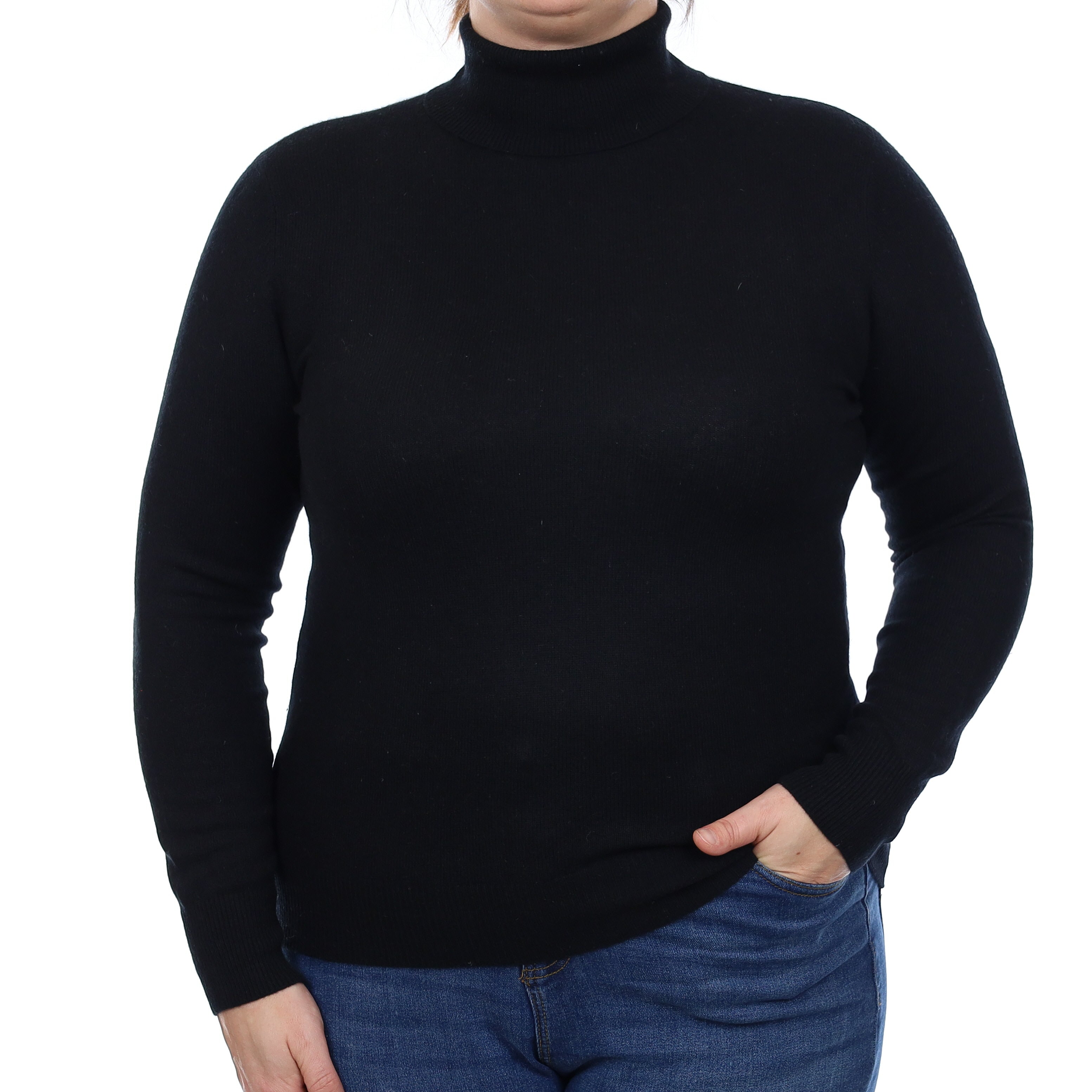 Neiman Marcus Black Cashmere Polo Neck Jumper Large