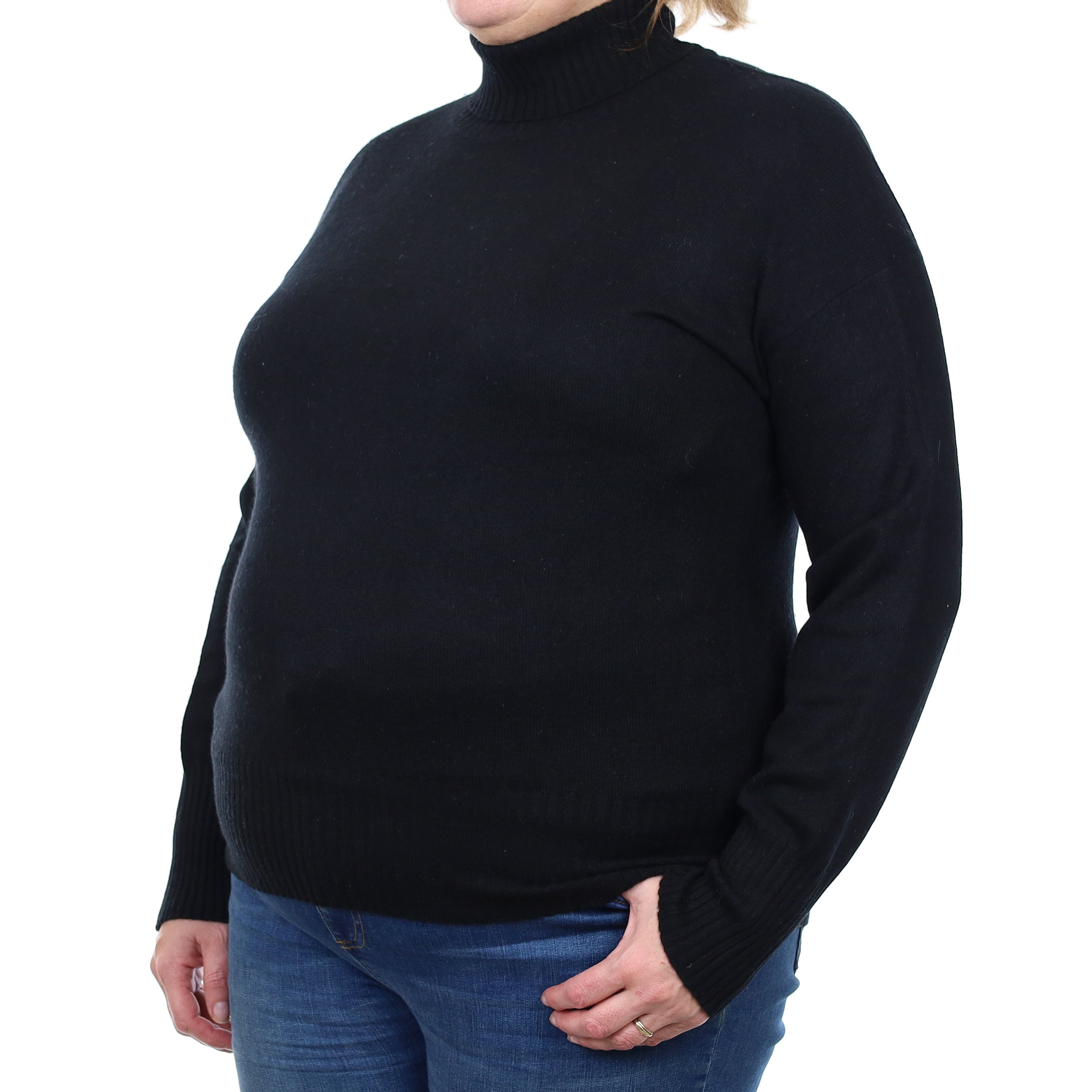 Black Cashmere Polo Neck Jumper Extra Large