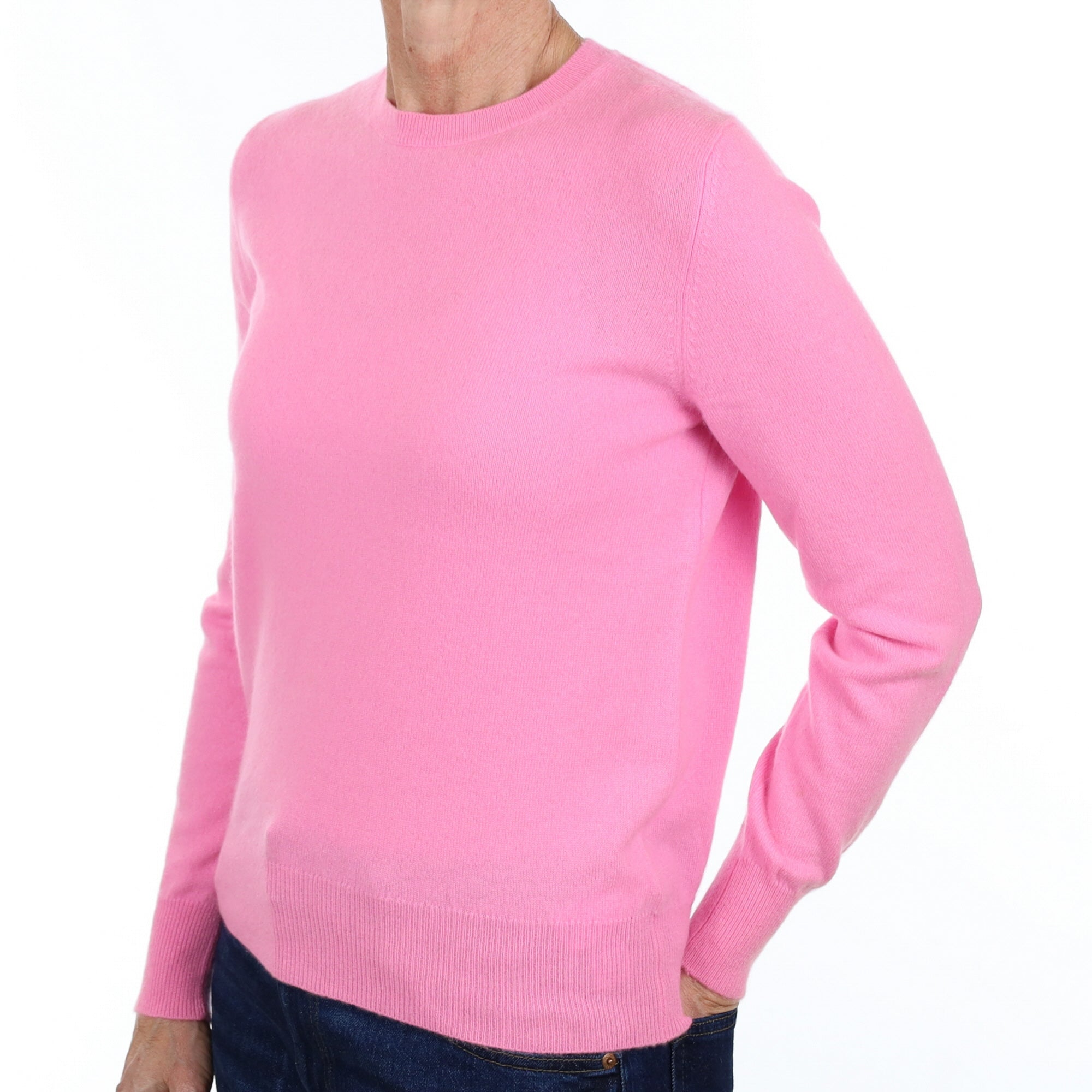 Bubblegum Pink Cashmere Crew Neck Jumper Small