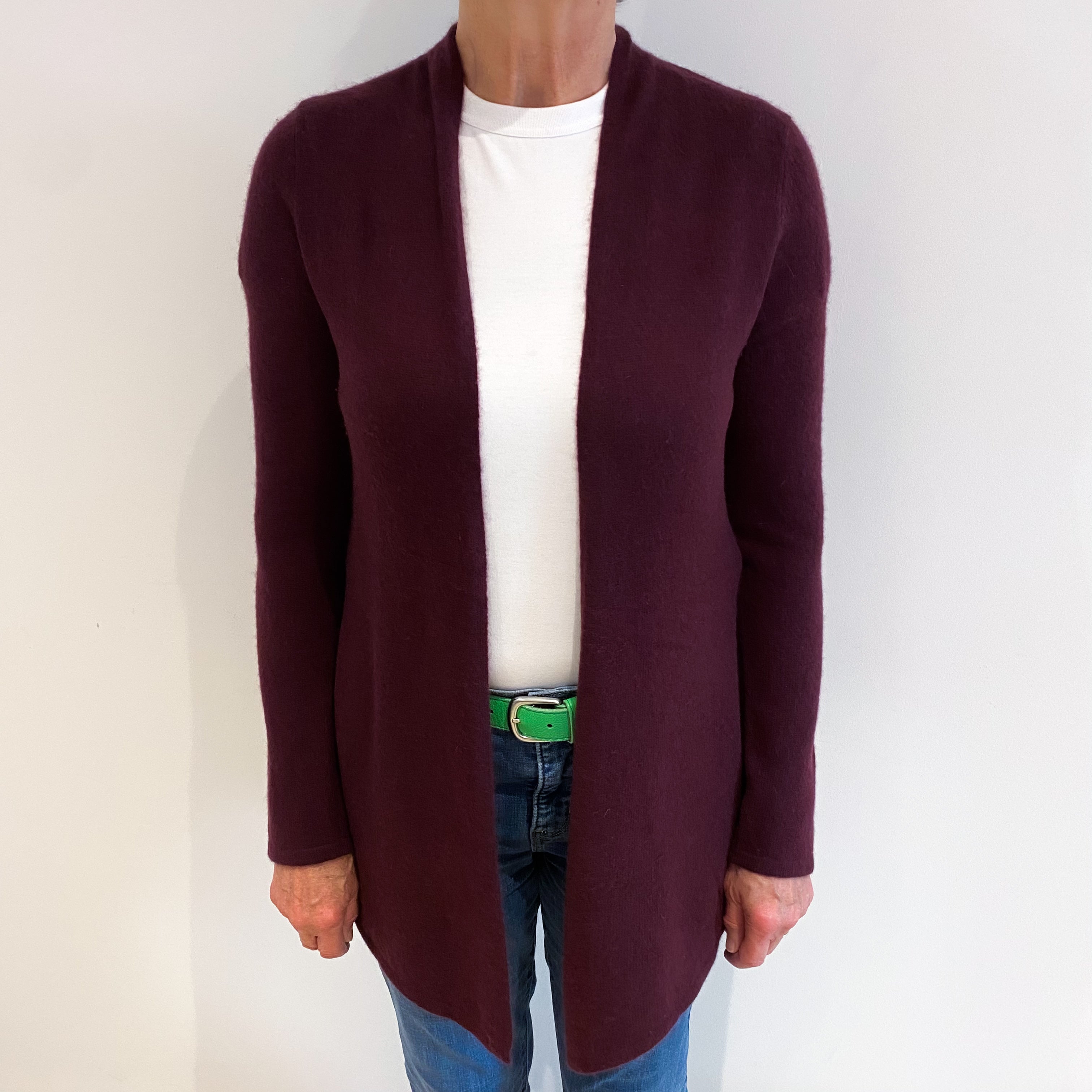 Mulberry Purple Cashmere Edge to Edge Cardigan Medium