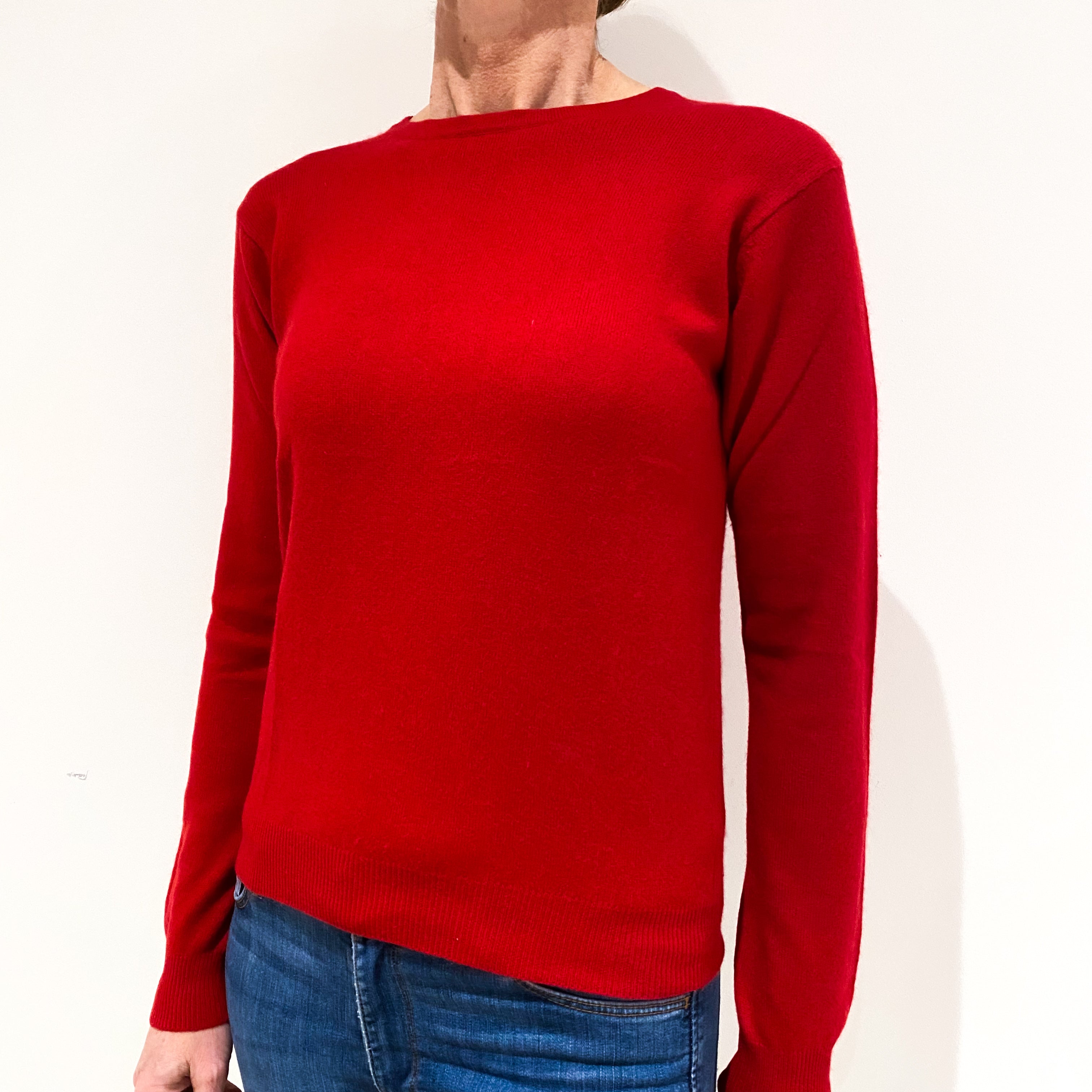 Post Box Red Cashmere Crew Neck Jumper Small