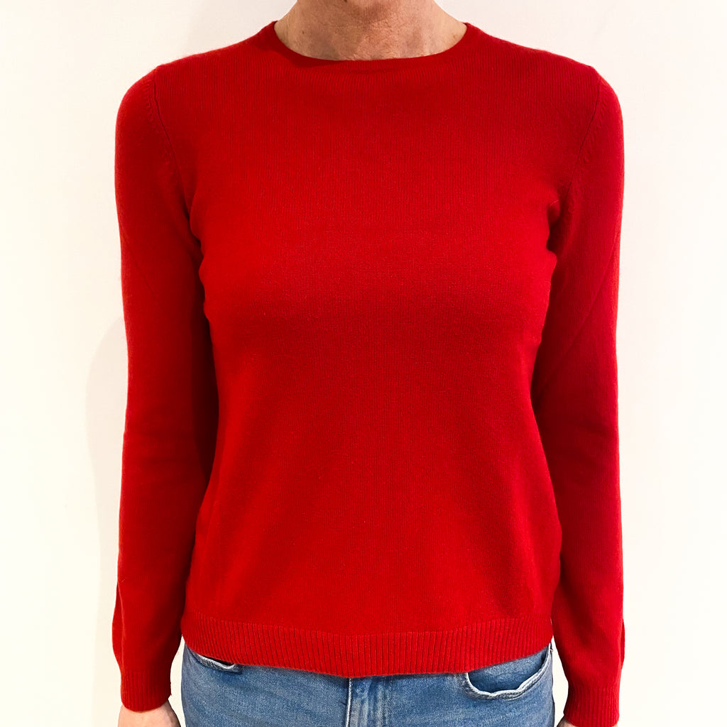 Scarlet Red Cashmere Crew Neck Jumper Small