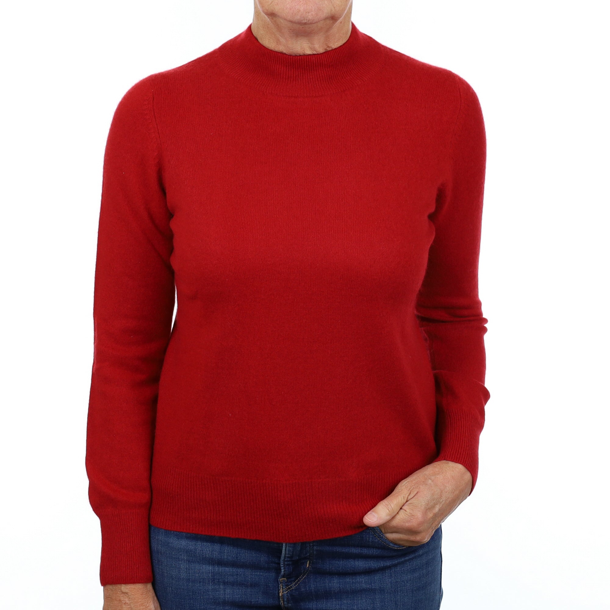Spanish Red Cashmere Turtle Neck Jumper Medium