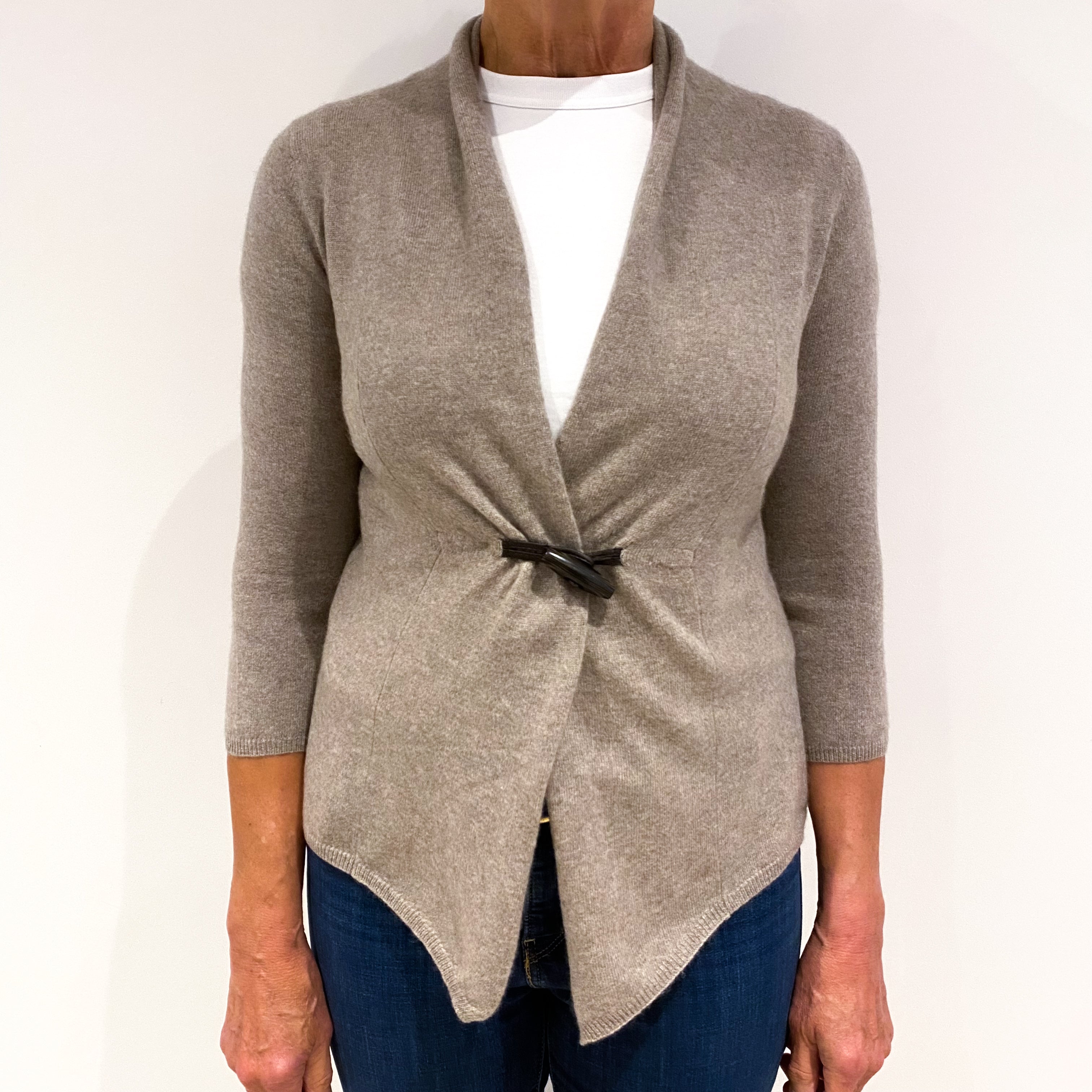 Mink Brown Cashmere Toggle Fasten Cardigan Medium