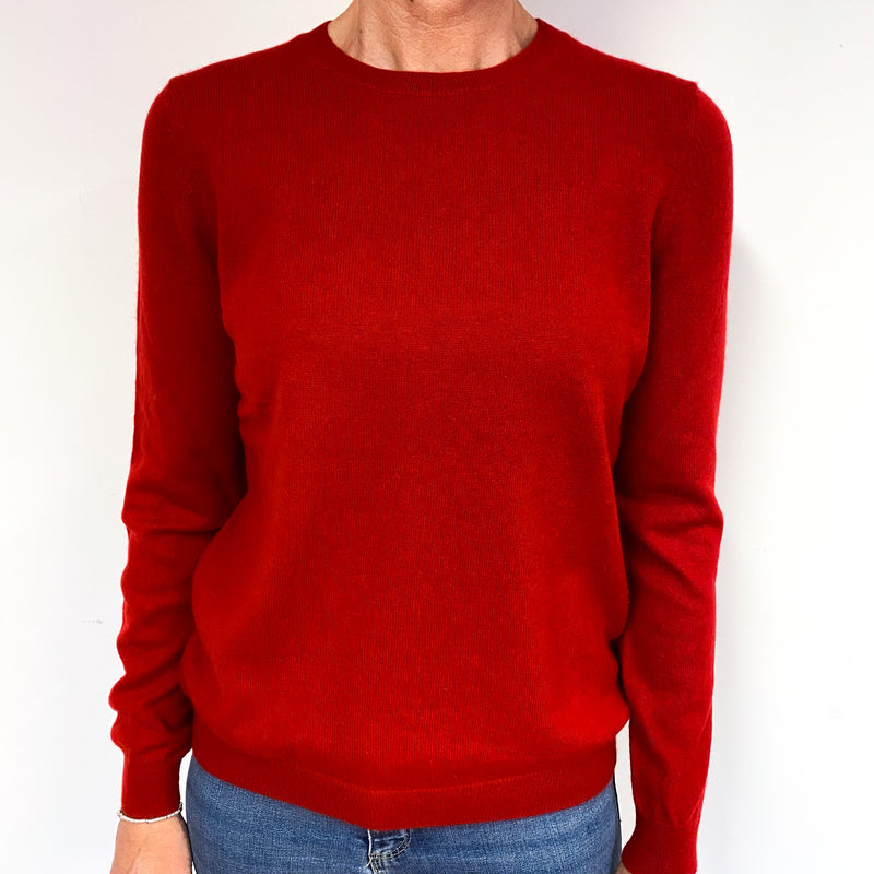 Post Box Red Cashmere Crew Neck Jumper Medium