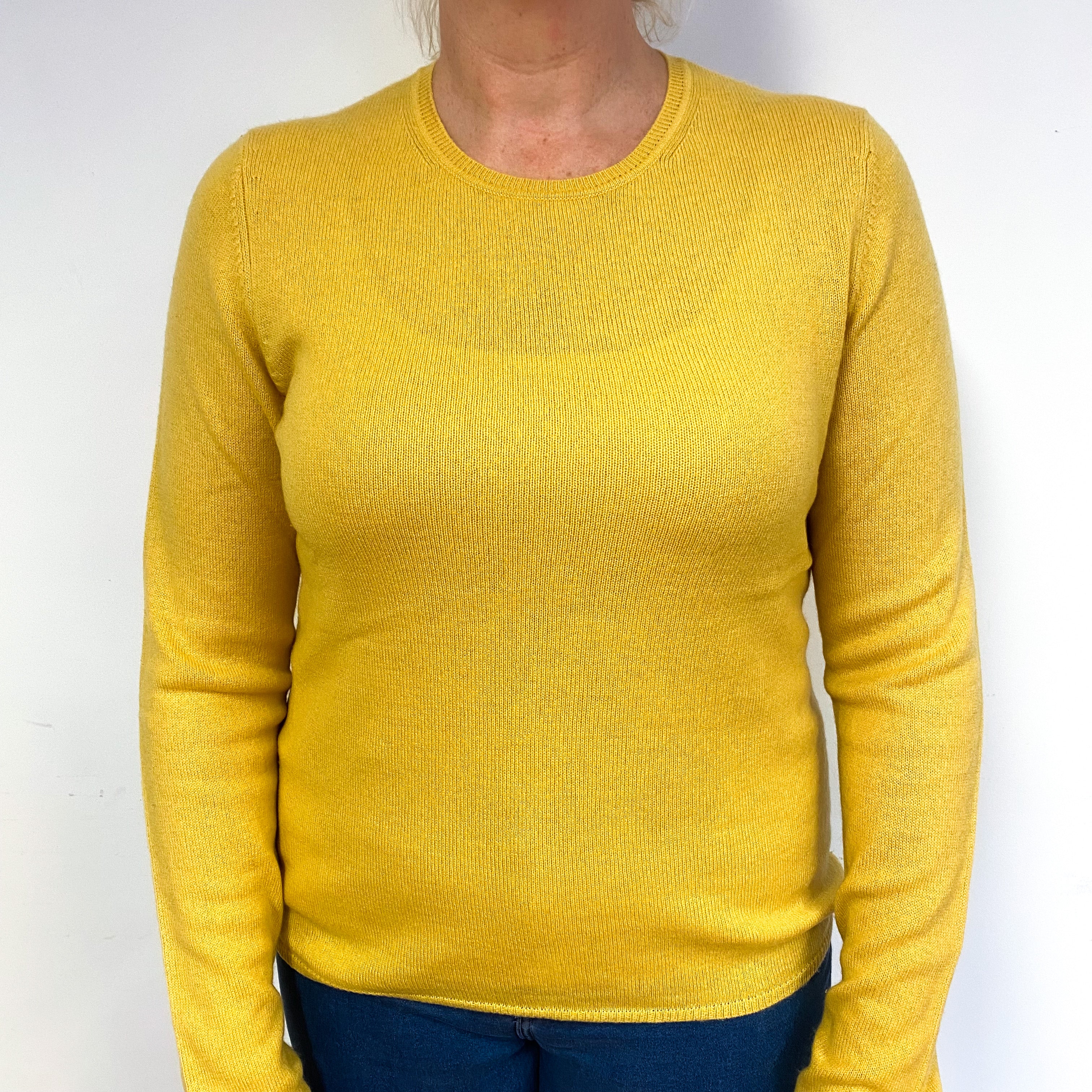 Sunflower Yellow Cashmere Crew Neck Jumper Large