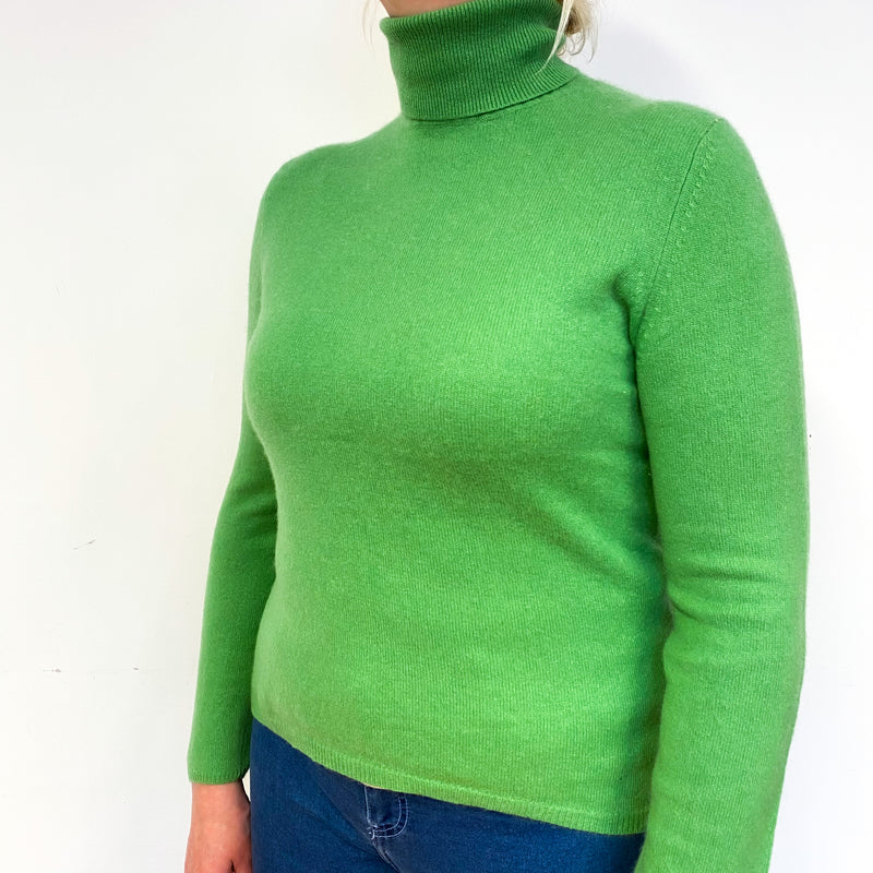 Jade Green Cashmere Polo Neck Jumper Large