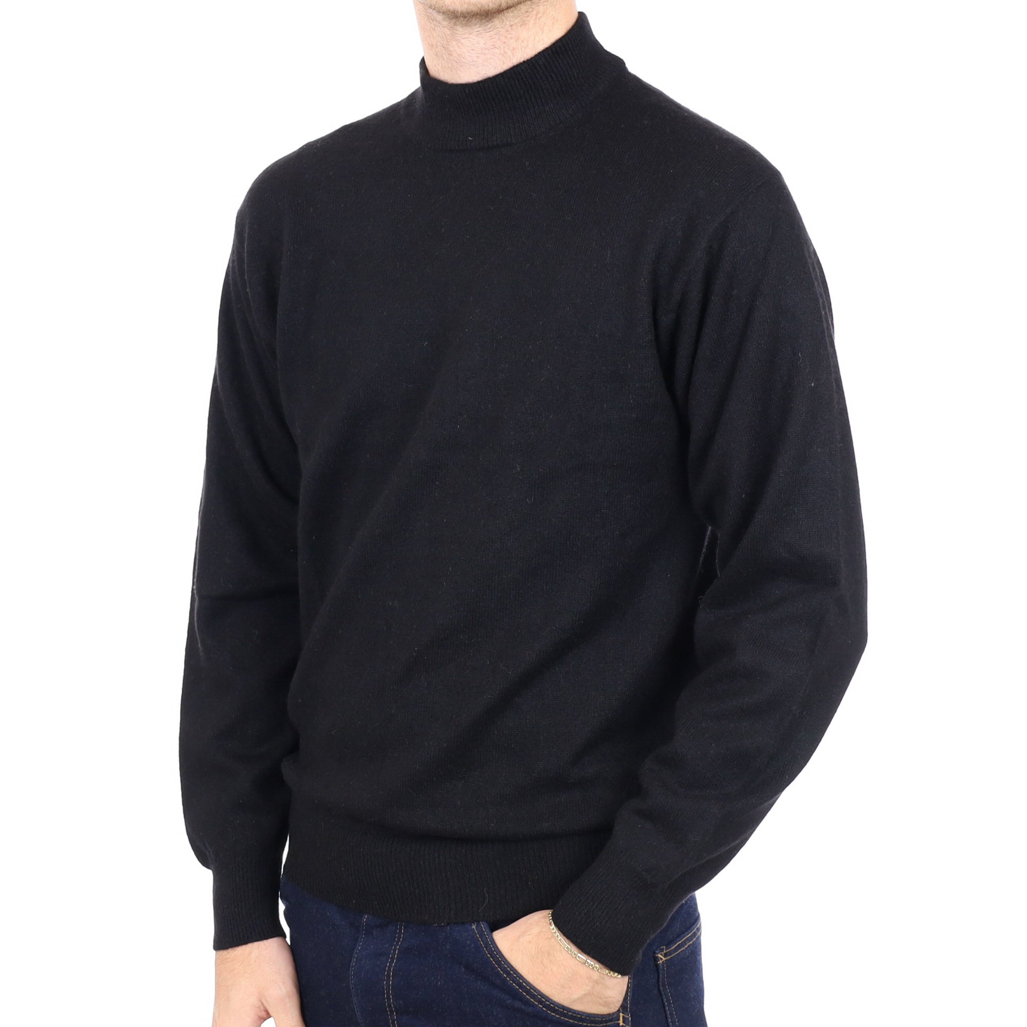 Men's Black Cashmere Turtle Neck Jumper Large