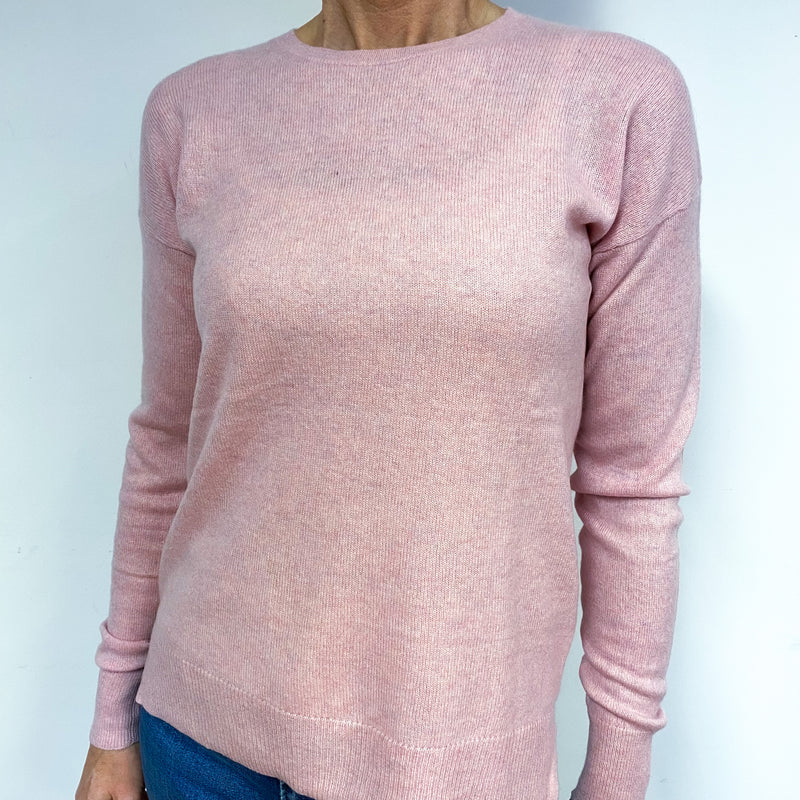 Carnation Pink Cashmere Crew Neck Jumper Medium