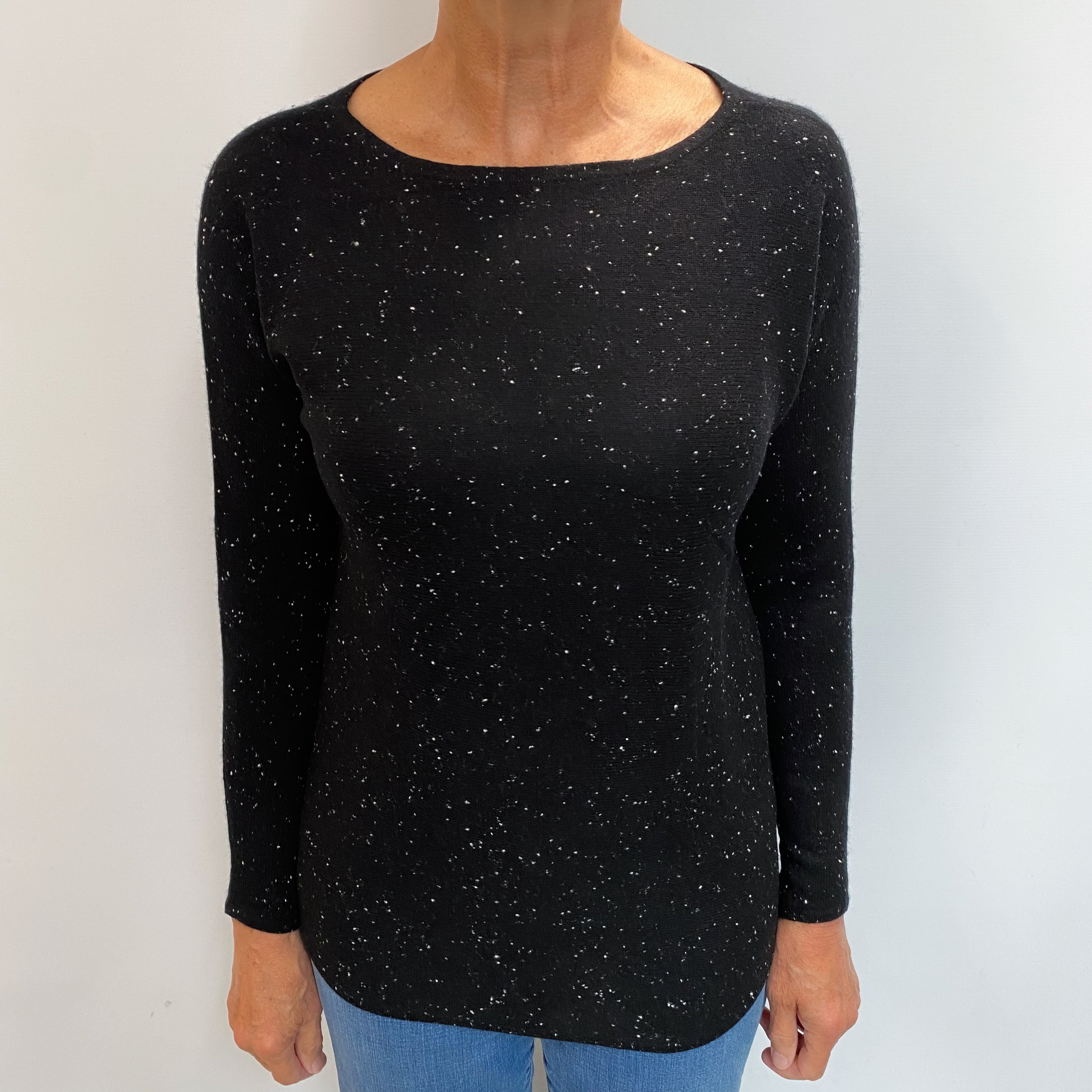 Black Cashmere Wide Crew Neck Jumper Medium