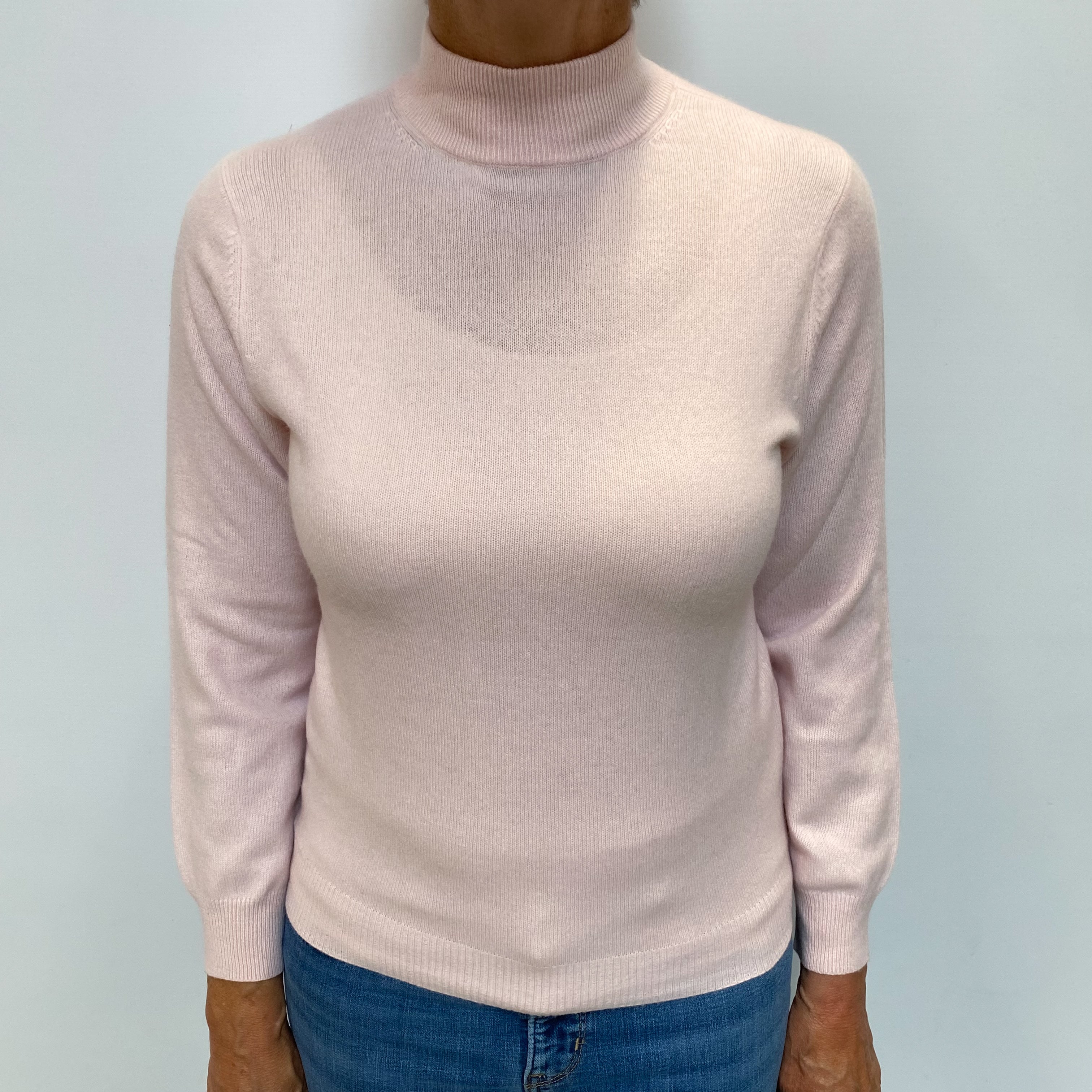 Shell Pink Cashmere Turtle Neck Jumper Medium