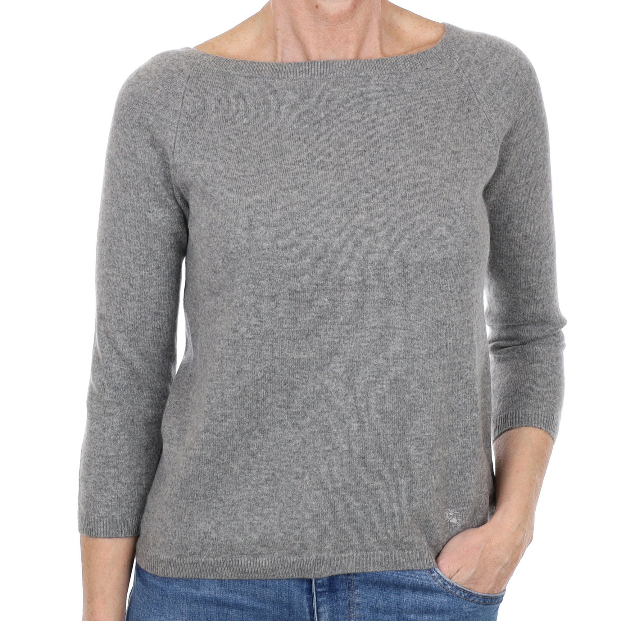 Burberry Ash Grey Cashmere Crew Neck Jumper Small