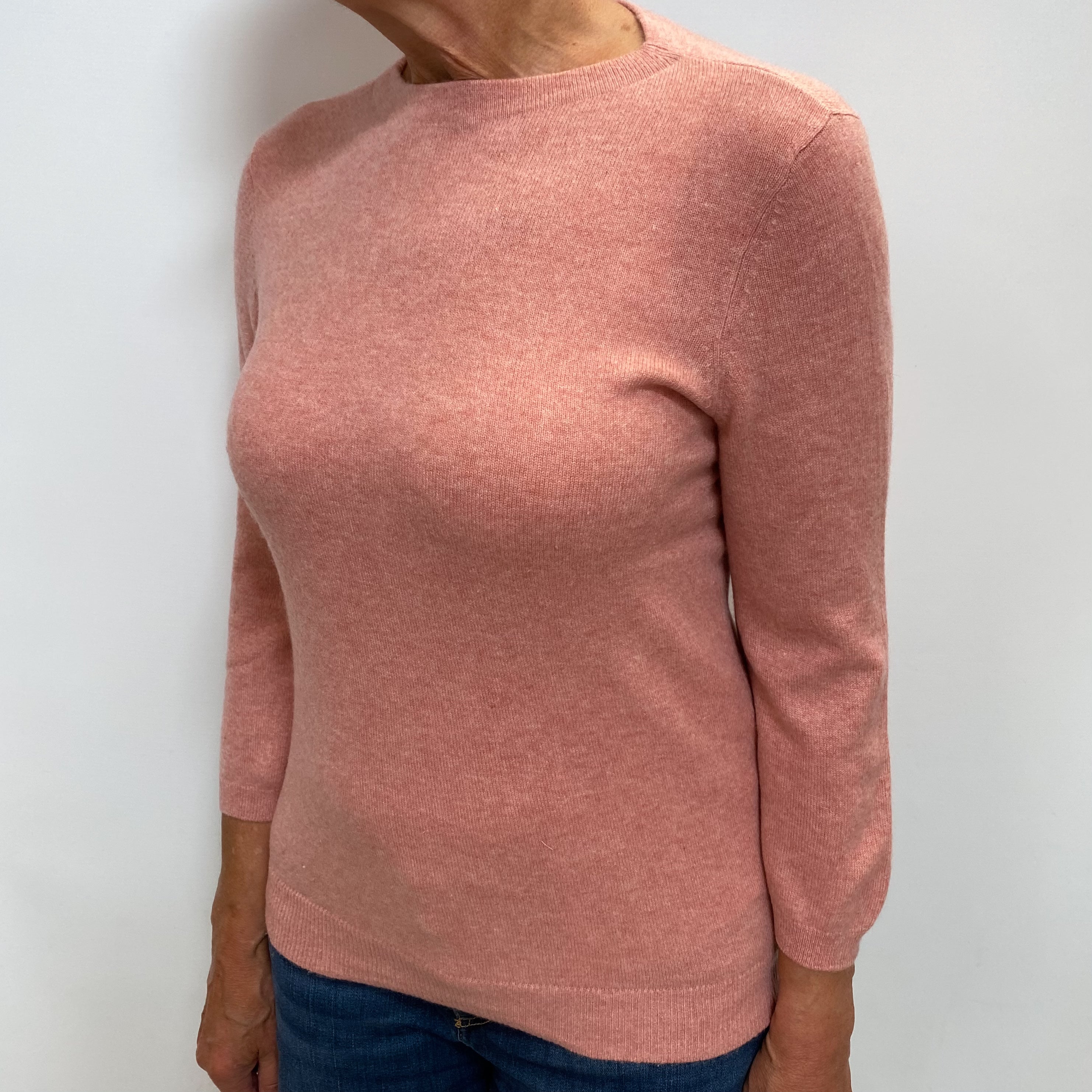 Blush Pink Cashmere Crew Neck Jumper Medium