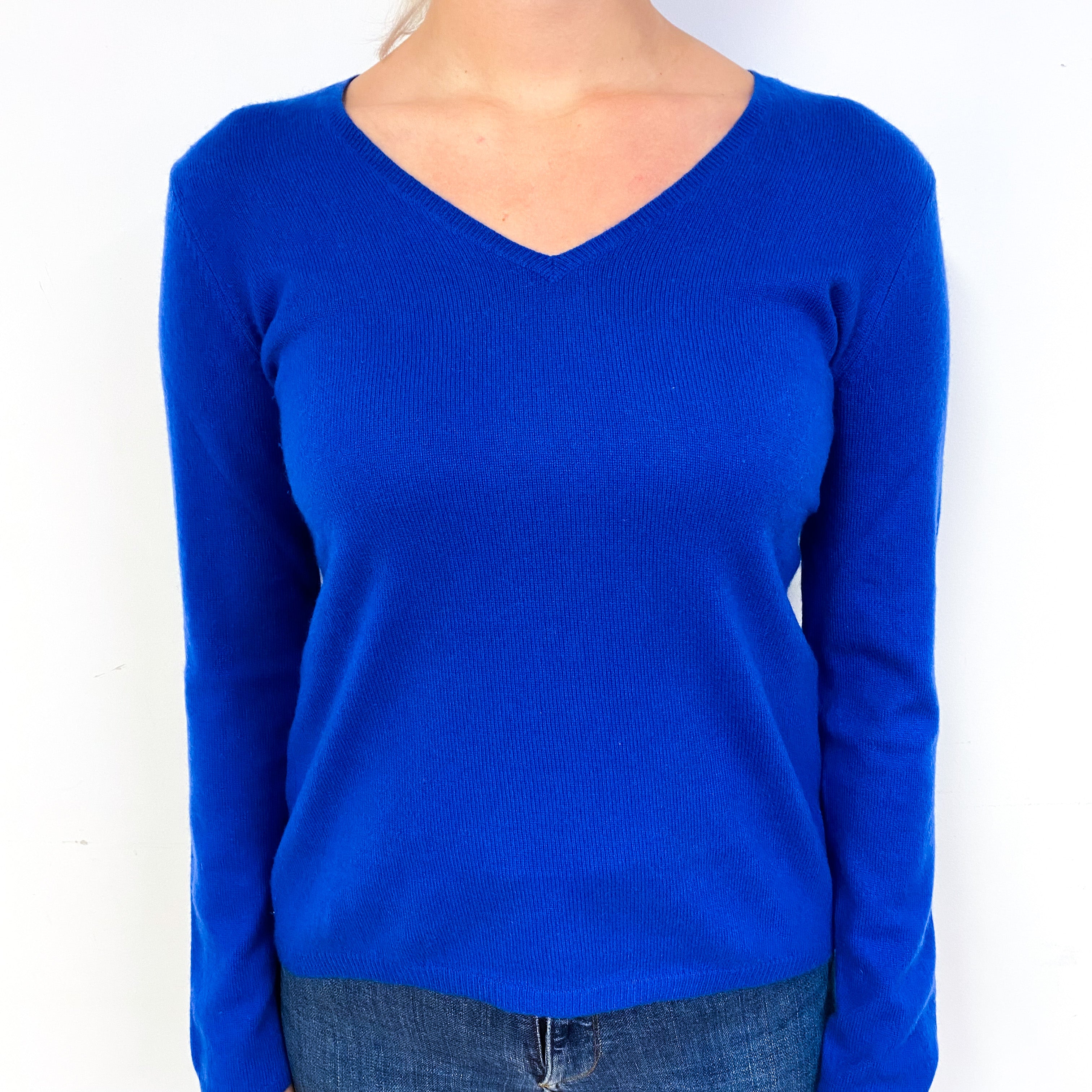 Admiral Blue Cashmere V-Neck Jumper Small