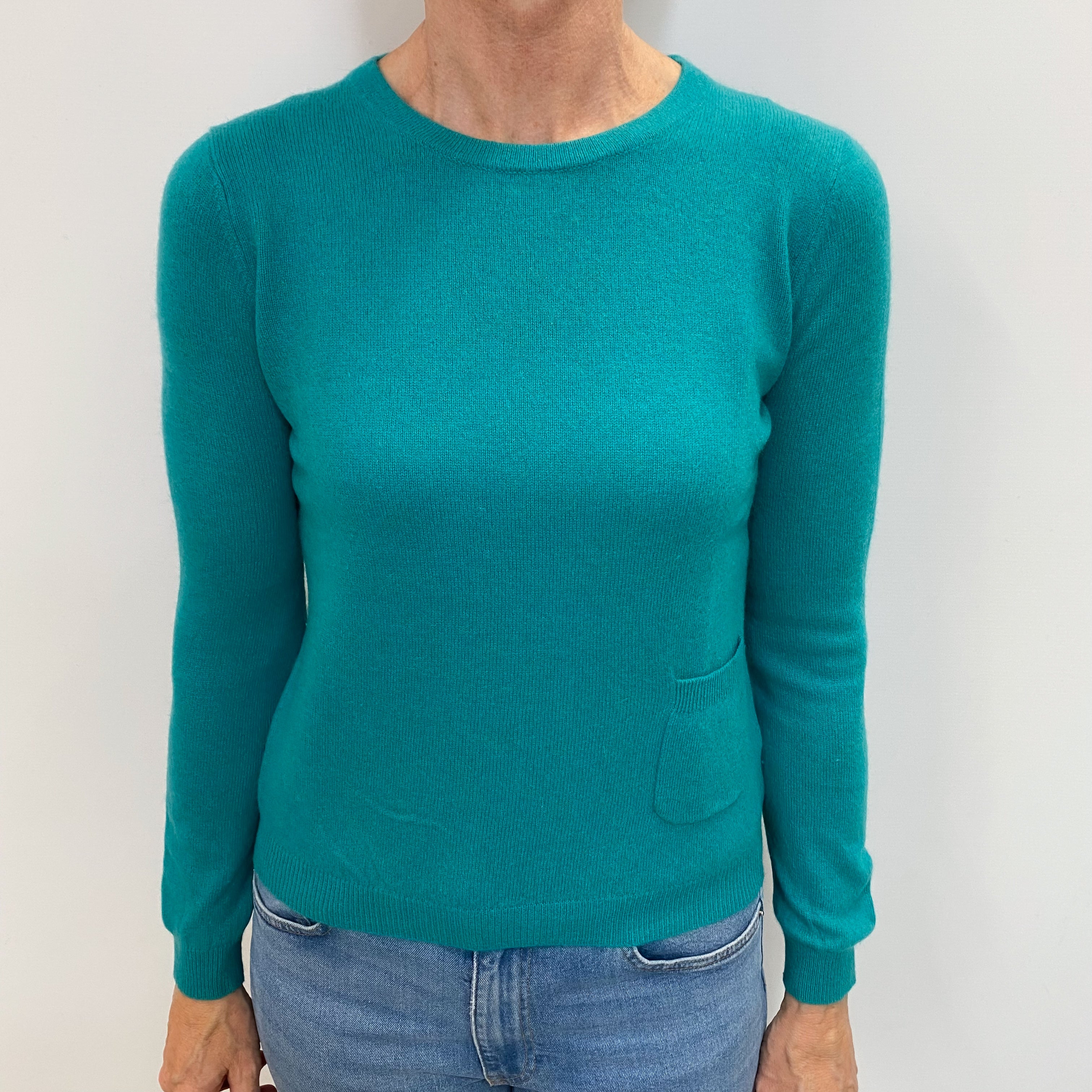 Turquoise Blue Cashmere Crew Neck Jumper Small