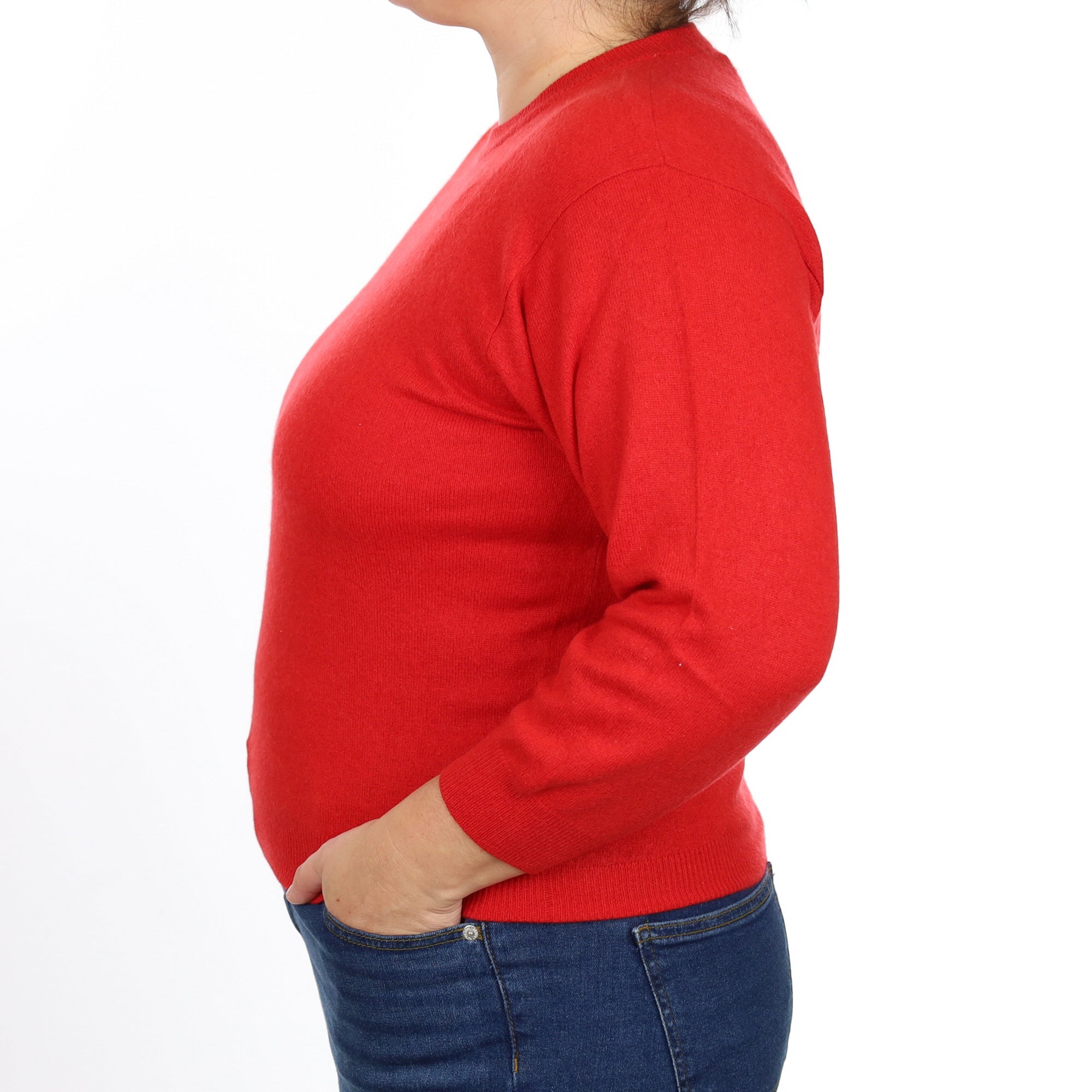 Post Box Red Cashmere Crew Neck Jumper Large
