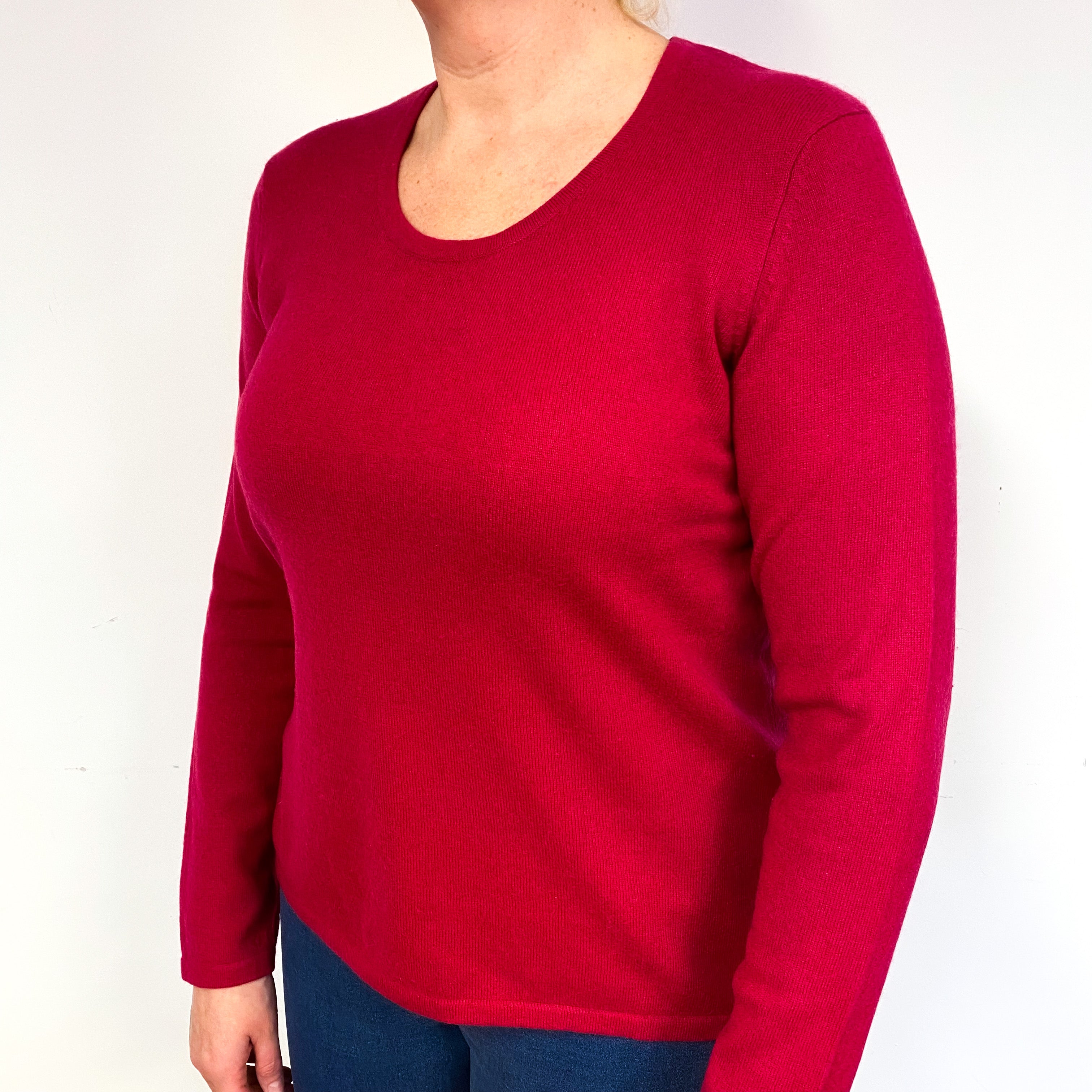Ruby Red Cashmere Crew Neck Jumper Large