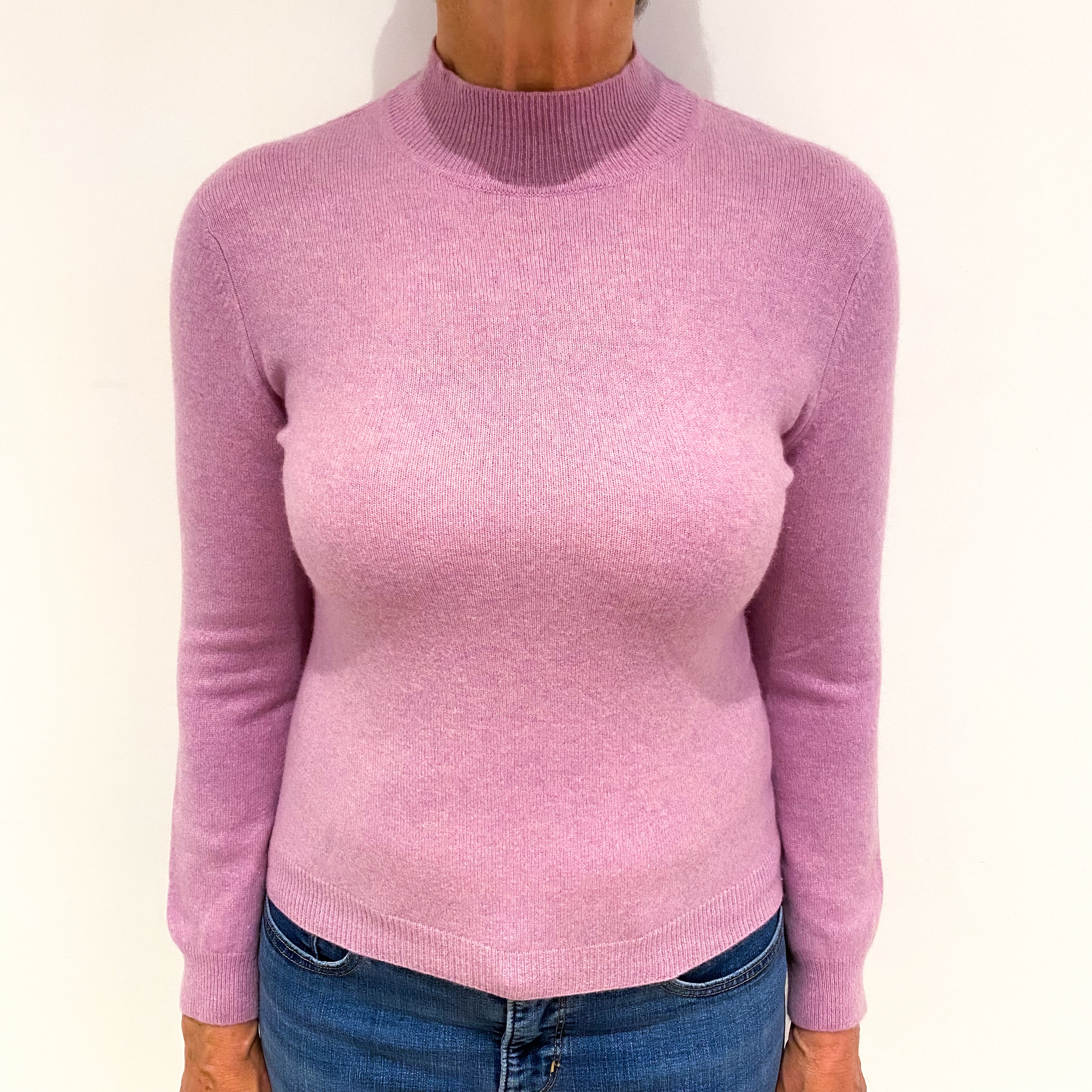 Foxglove Pink Cashmere Turtle Neck Jumper Medium