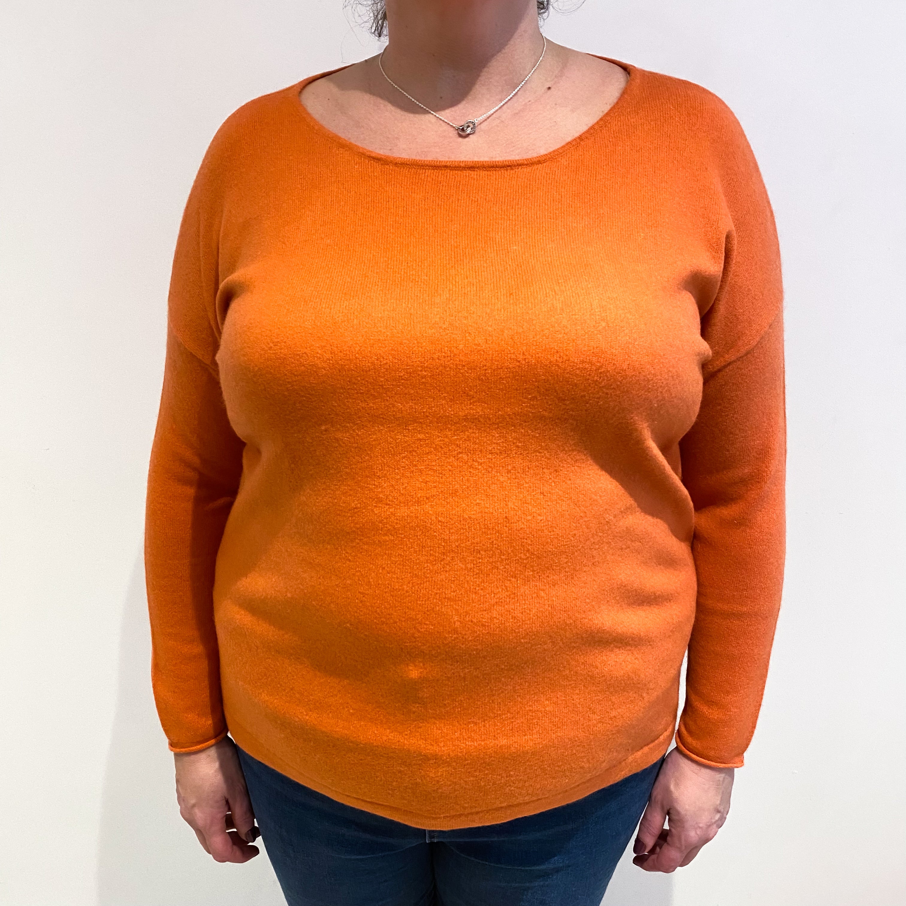 Pumpkin Orange Cashmere Crew Neck Jumper Extra Large