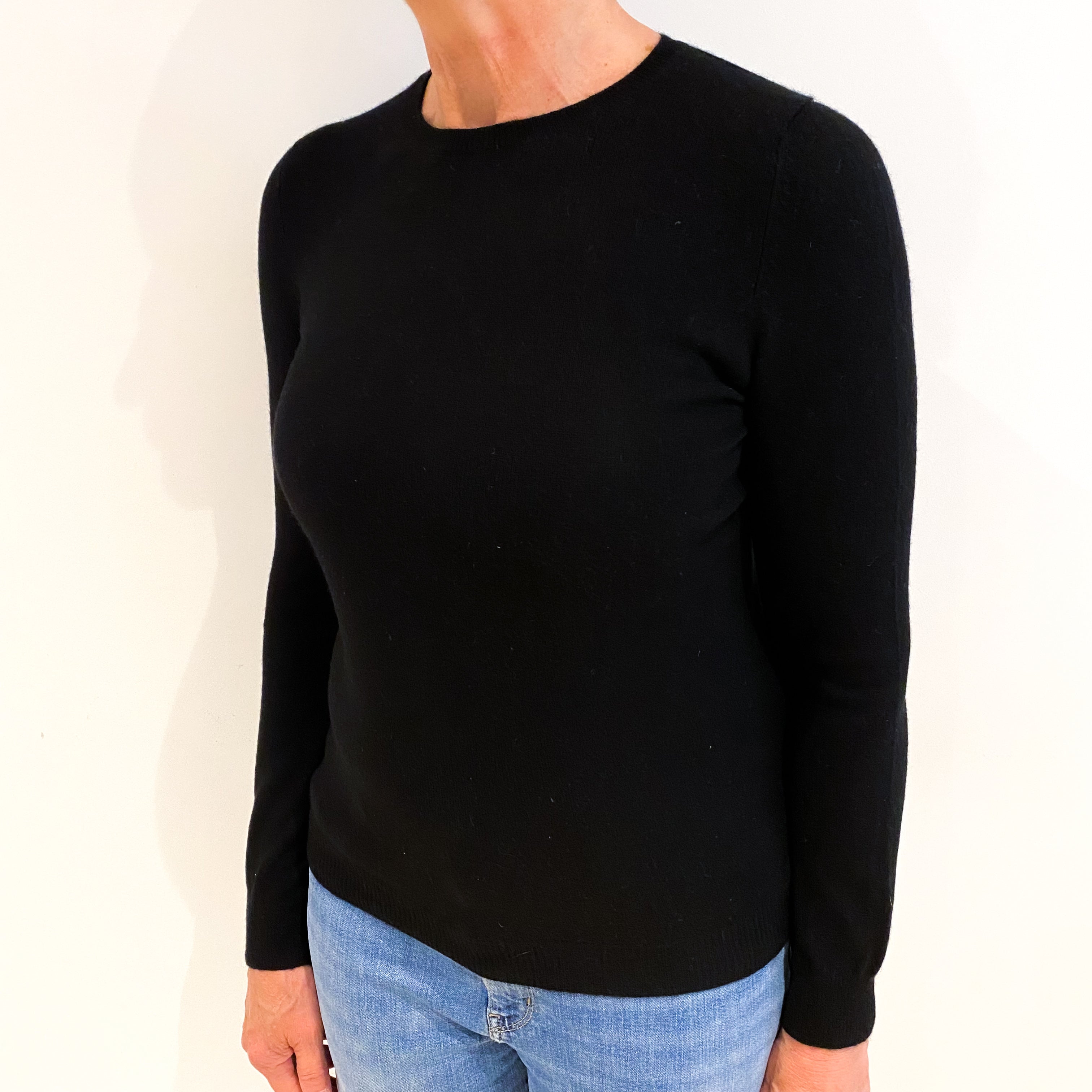 Black Cashmere Crew Neck Jumper Medium