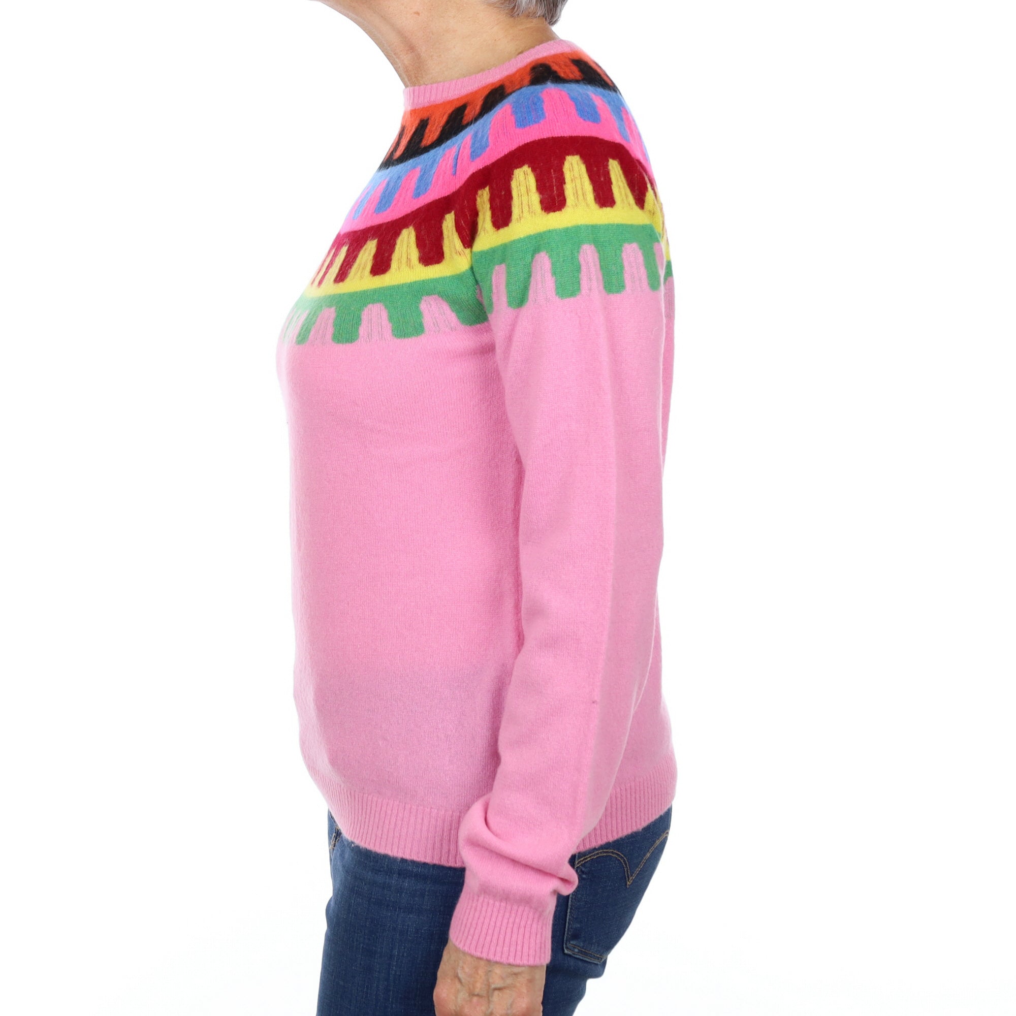 Colourful Pink Cashmere Crew Neck Jumper Medium