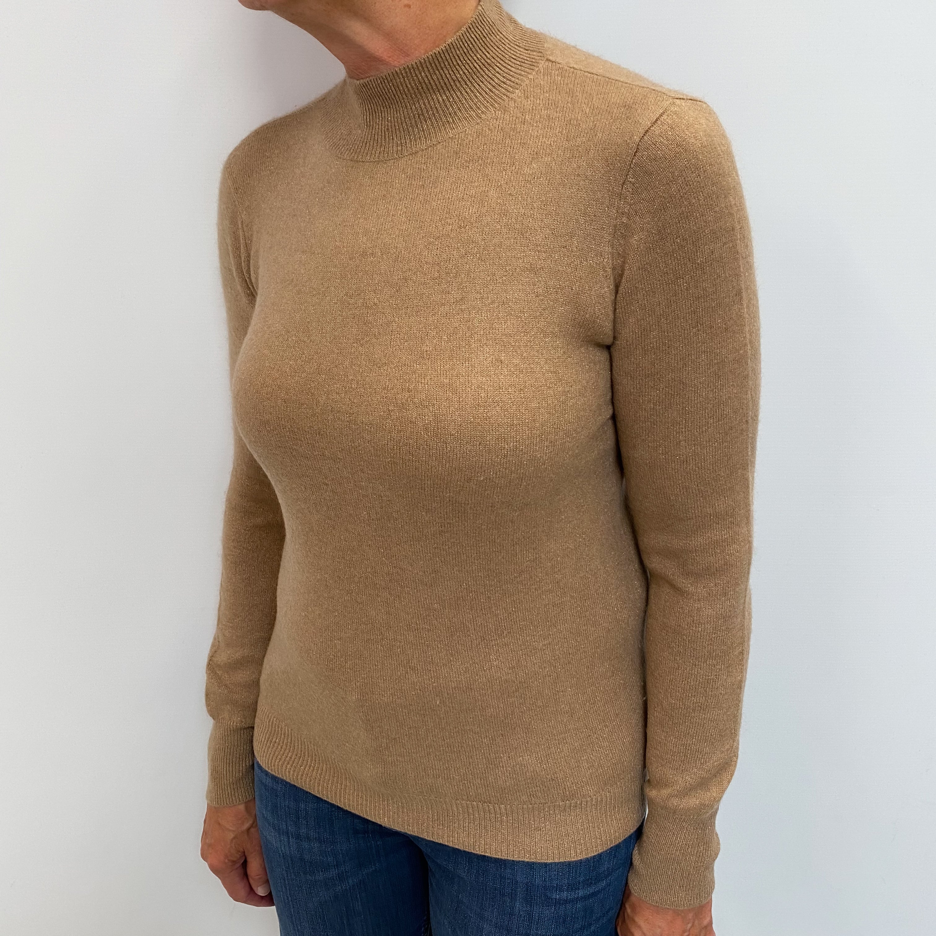 Fudge Brown Cashmere Turtle Neck Jumper Medium