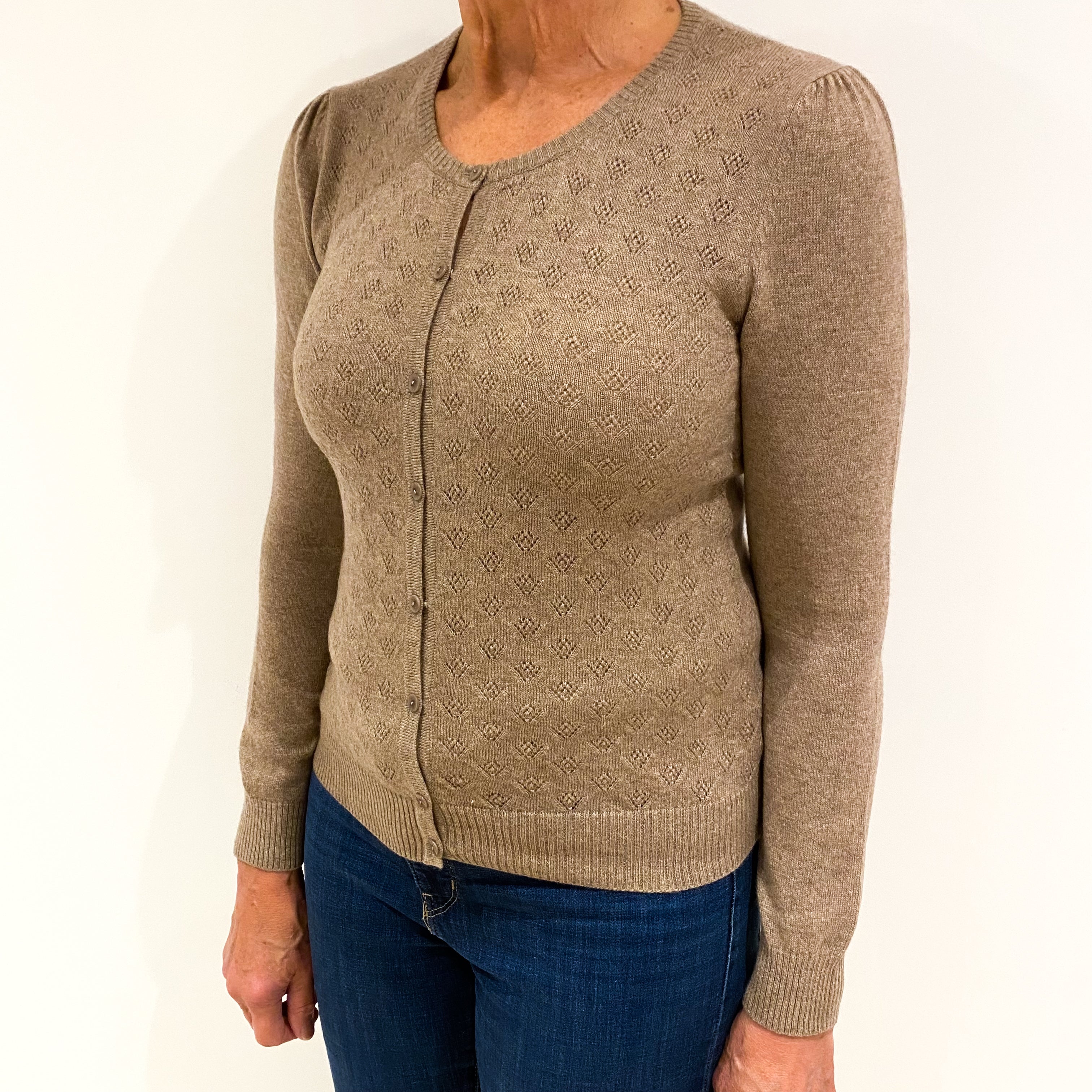 Latte Brown Cashmere Cardigan Medium