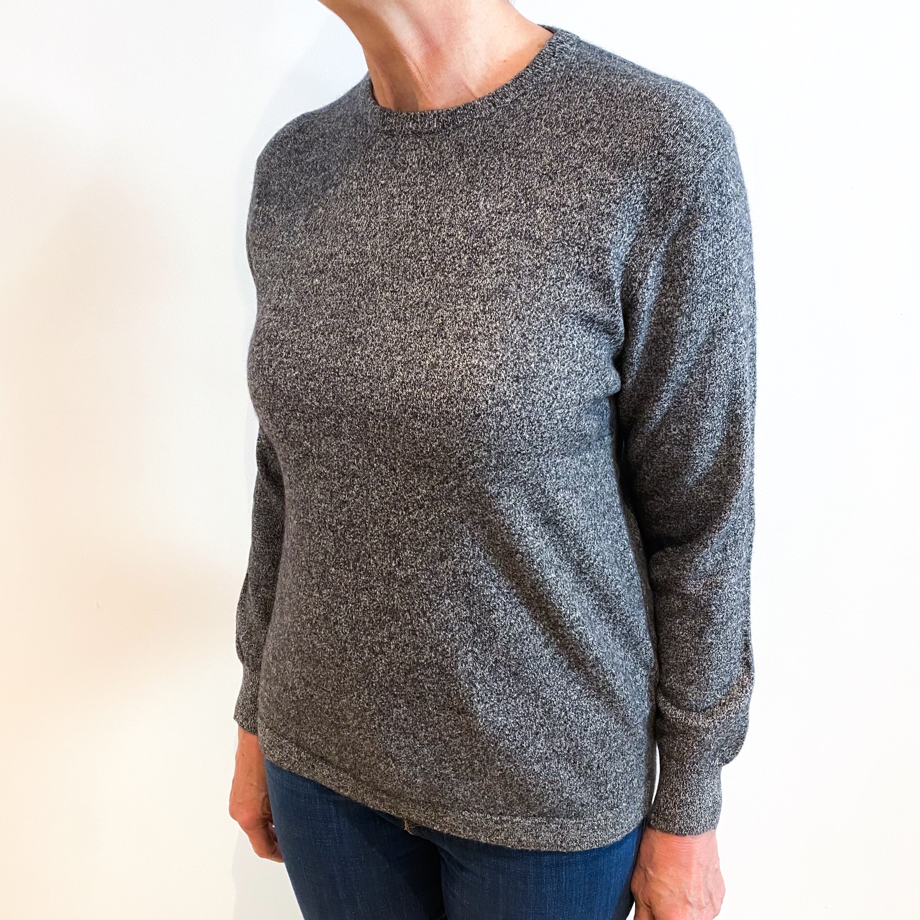 Ash Grey Marl Cashmere Crew Neck Jumper Medium