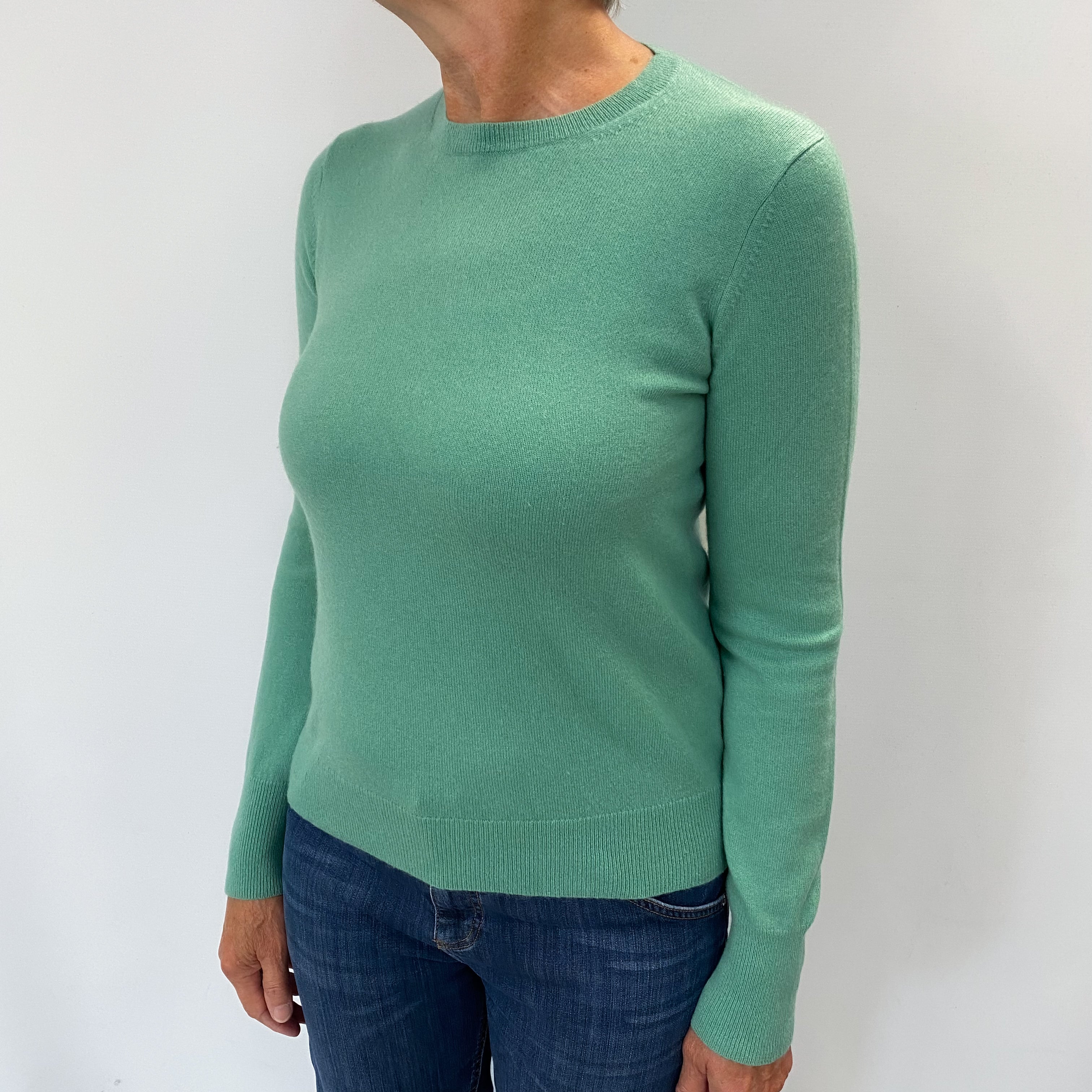 Seafoam Green Cashmere Crew Neck Jumper Medium