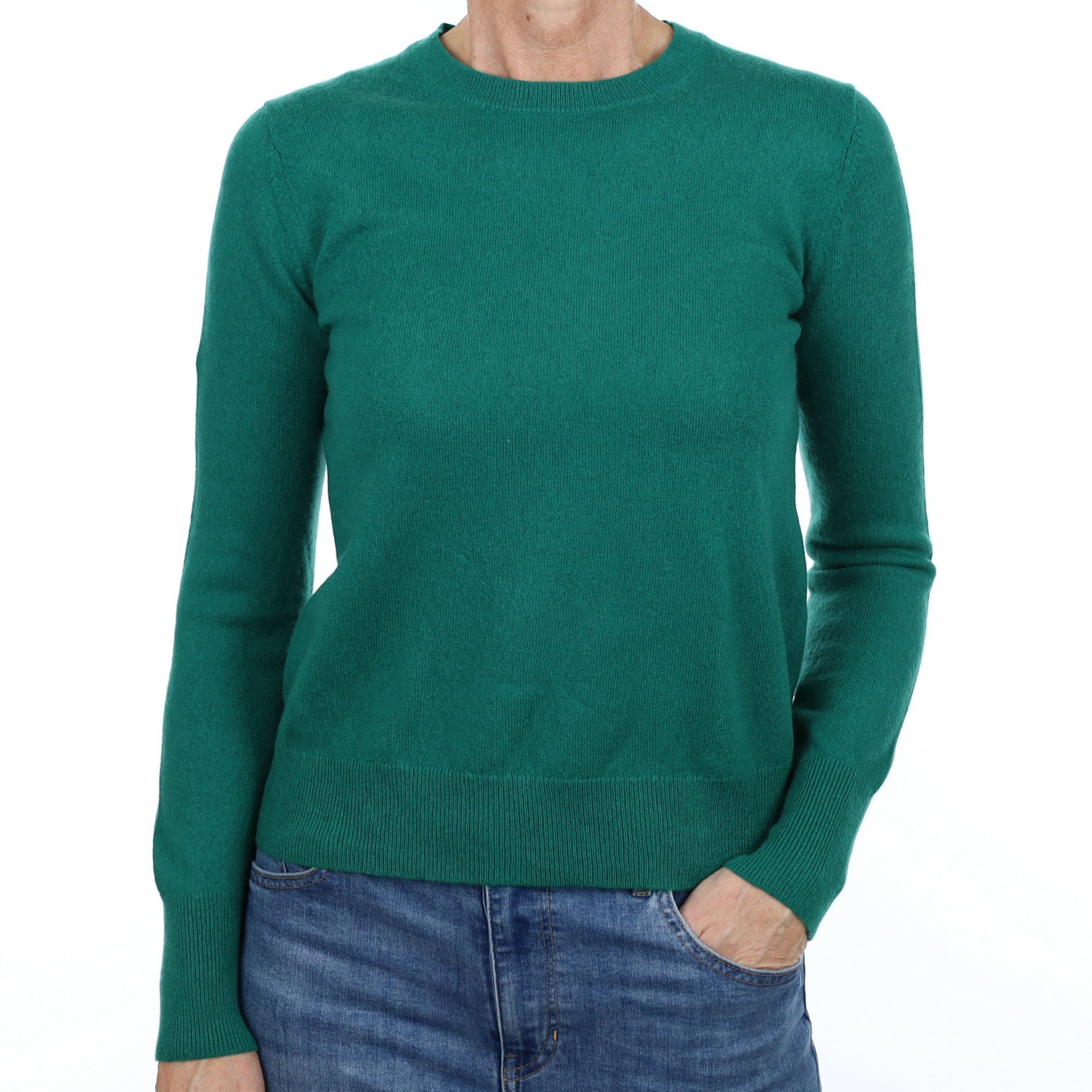 Emerald Green Cashmere Crew Neck Jumper Small