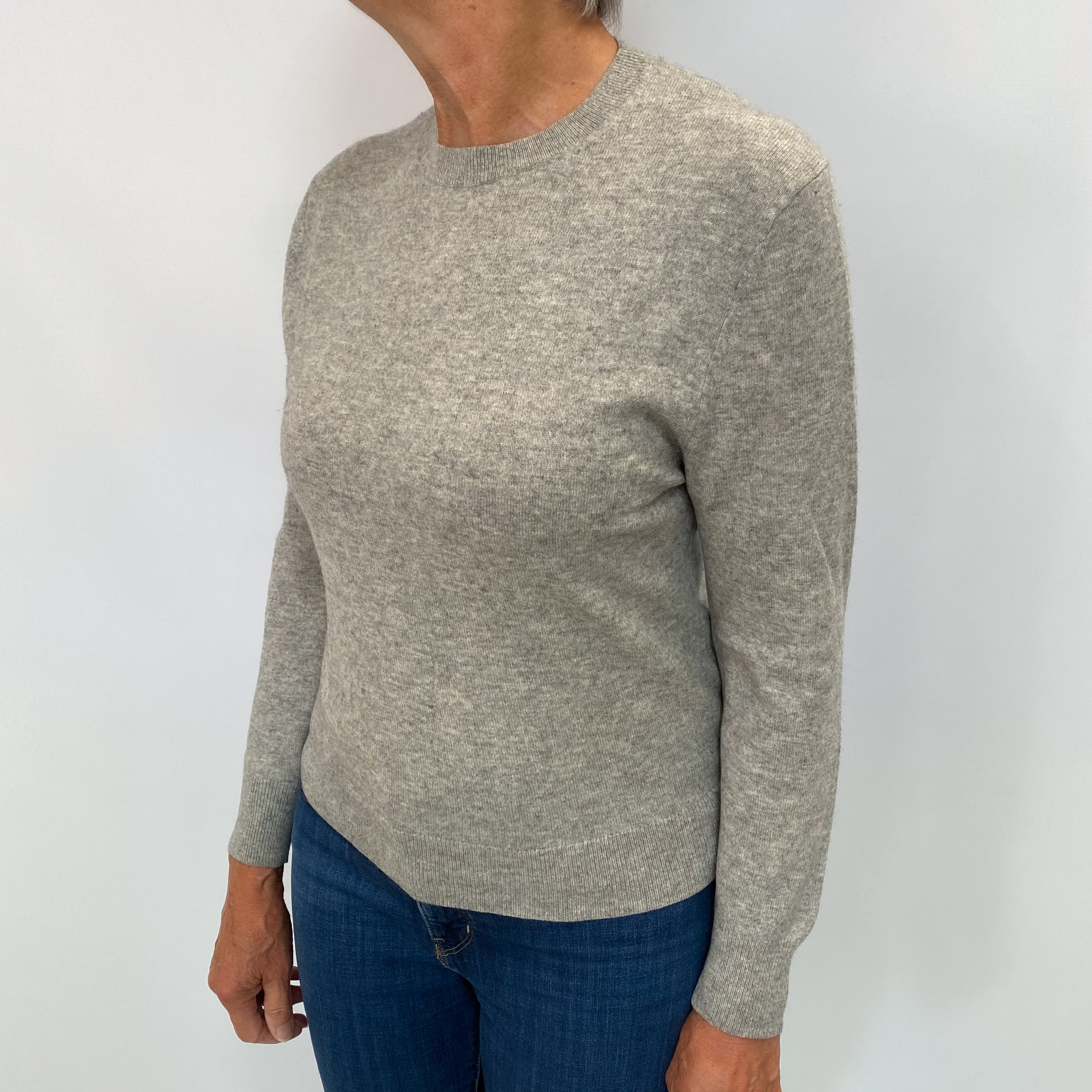 Smoke Grey Marl Cashmere Crew Neck Jumper Medium