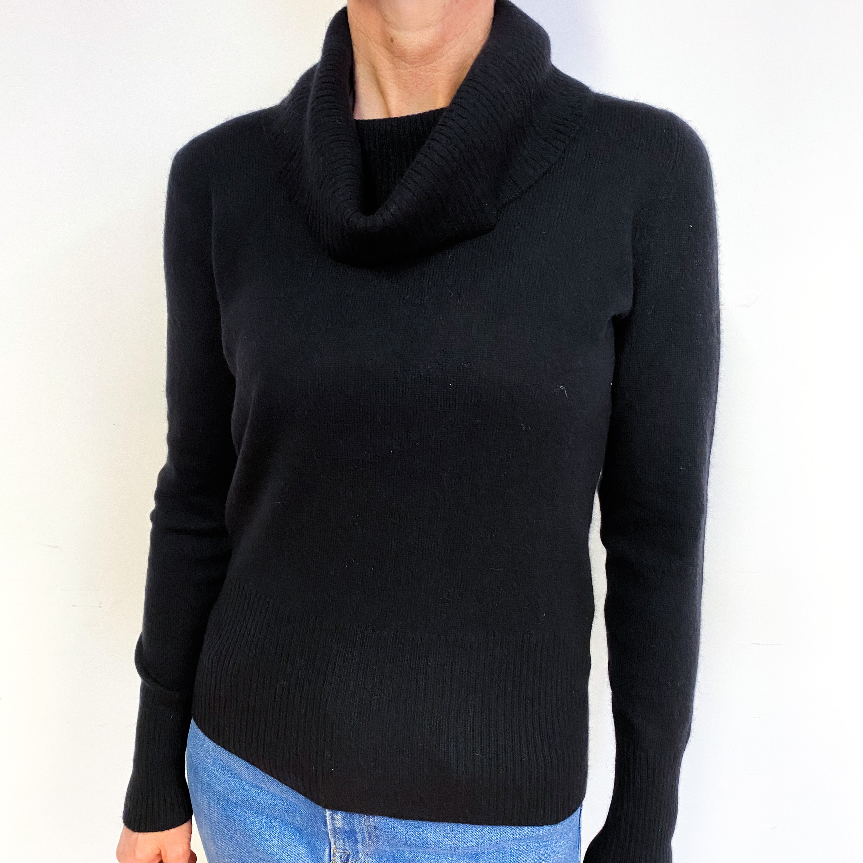 Black Cashmere Cowl Neck Jumper Medium