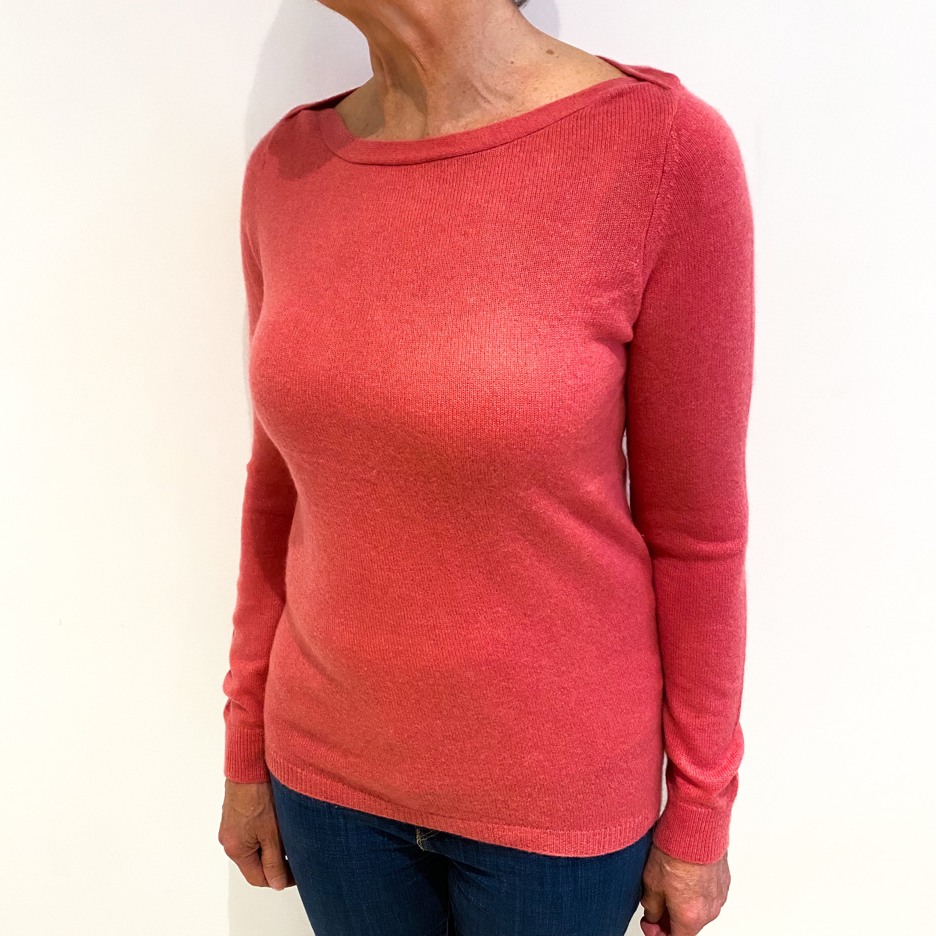 Rouge Pink Cashmere Boat Neck Jumper Medium