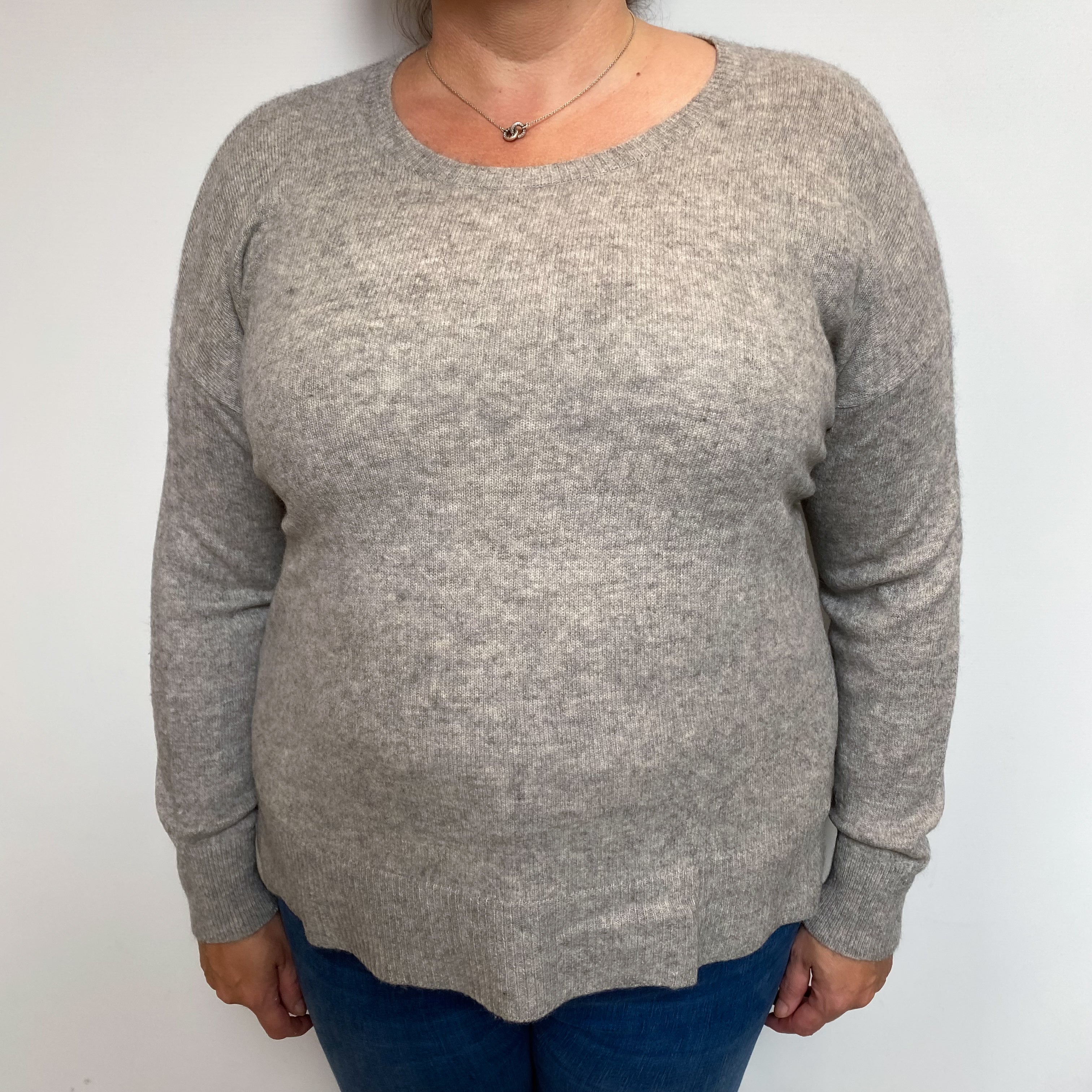 Smoke Grey Cashmere Crew Neck Jumper Extra Large