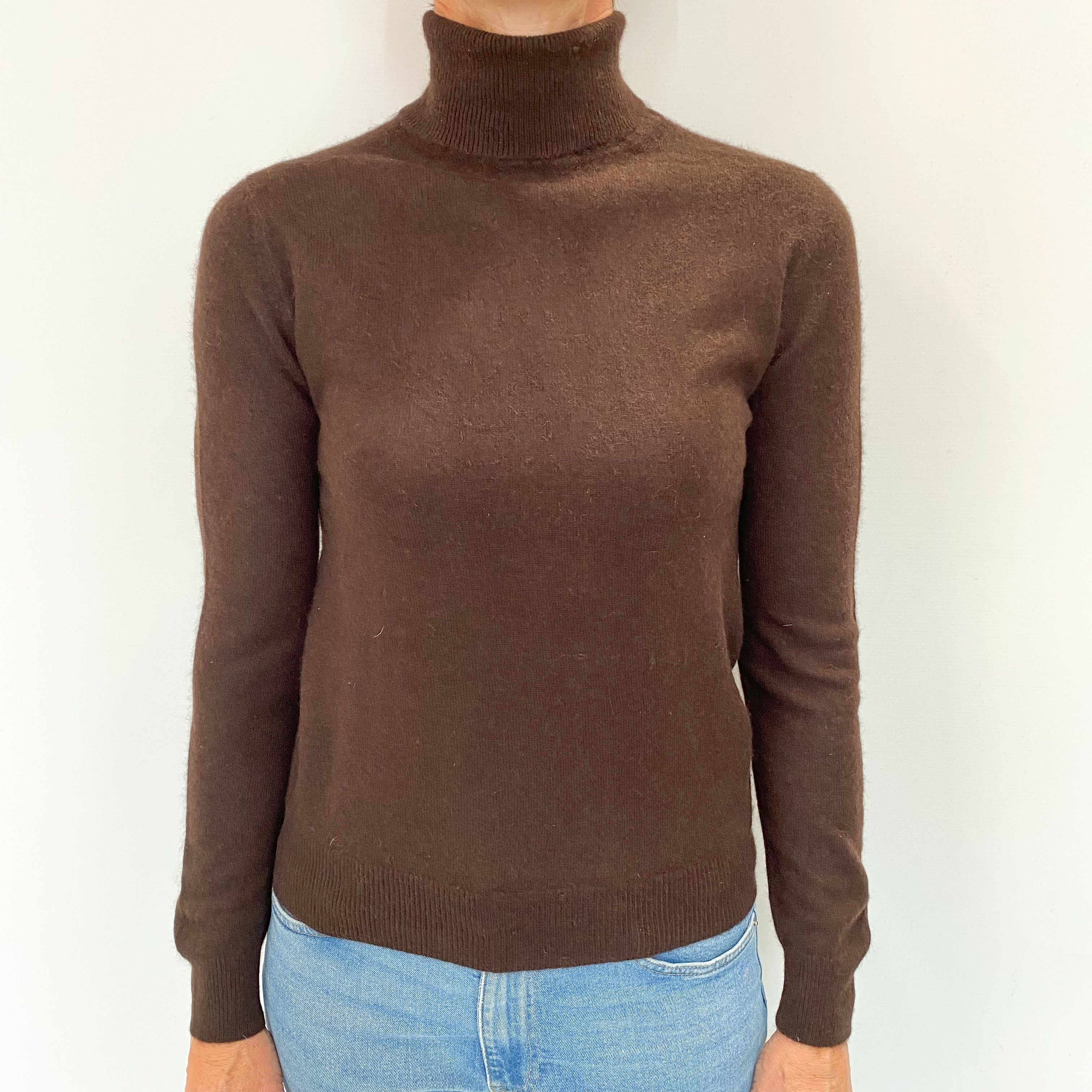 Peppercorn Brown Cashmere Polo Neck Jumper Small