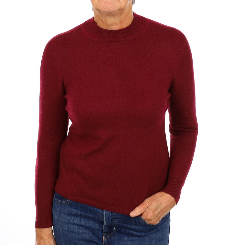 Burgundy Red Cashmere Turtle Neck Jumper Medium