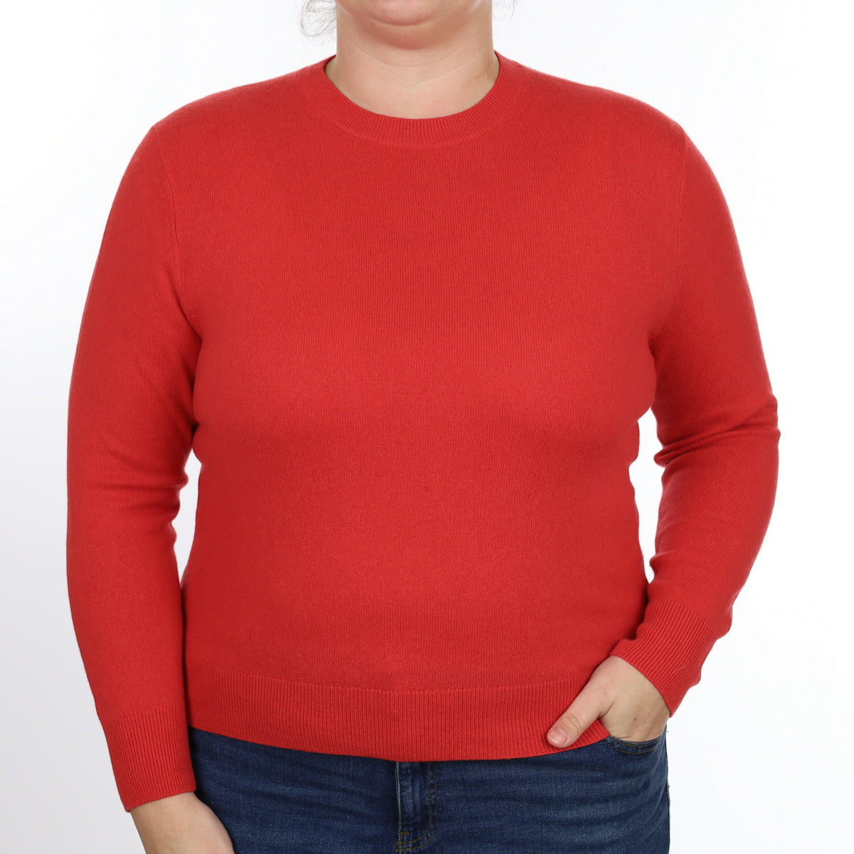 Strawberry Red Cashmere Crew Neck Jumper Large