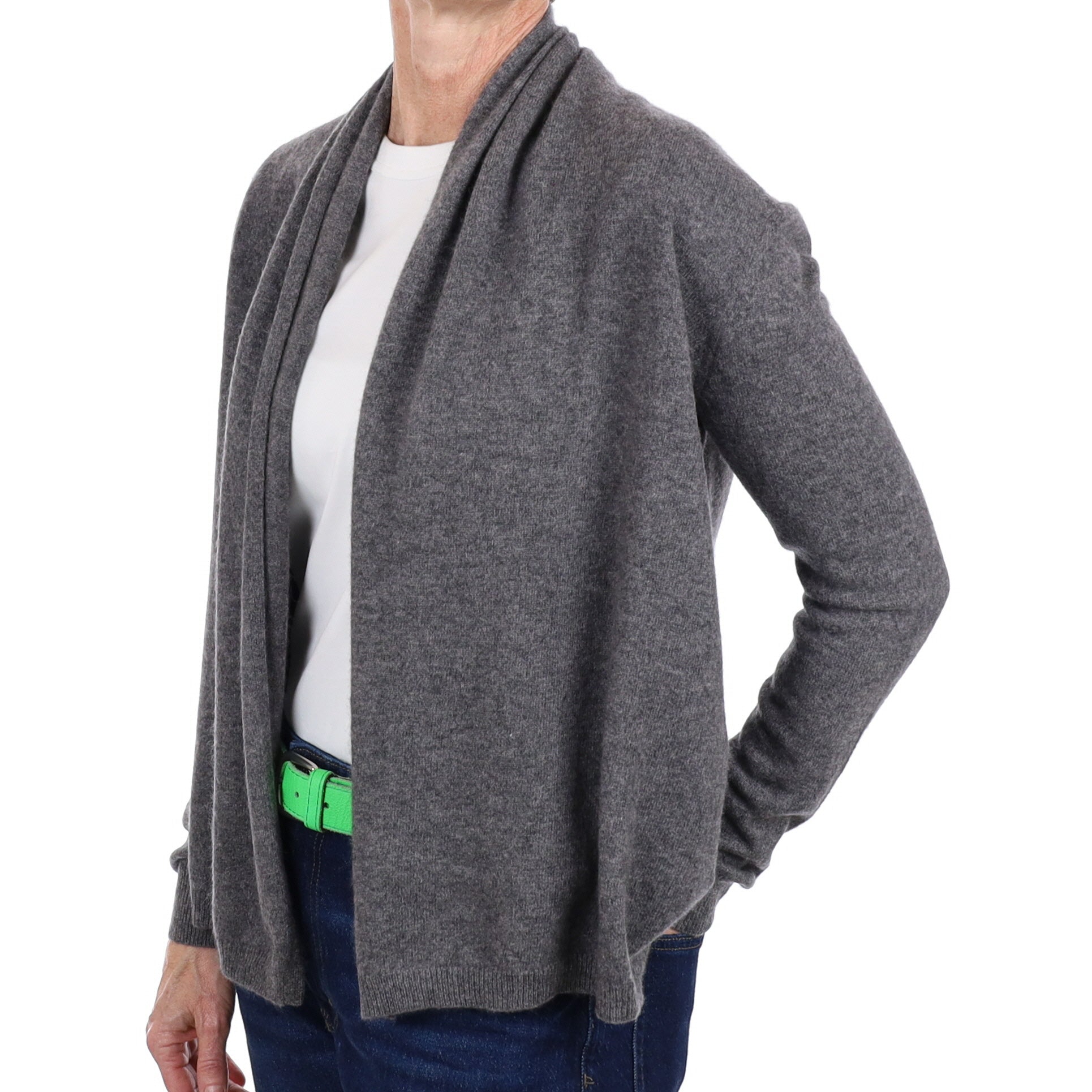 Slate Grey Cashmere Edge To Edge Cardigan Small
