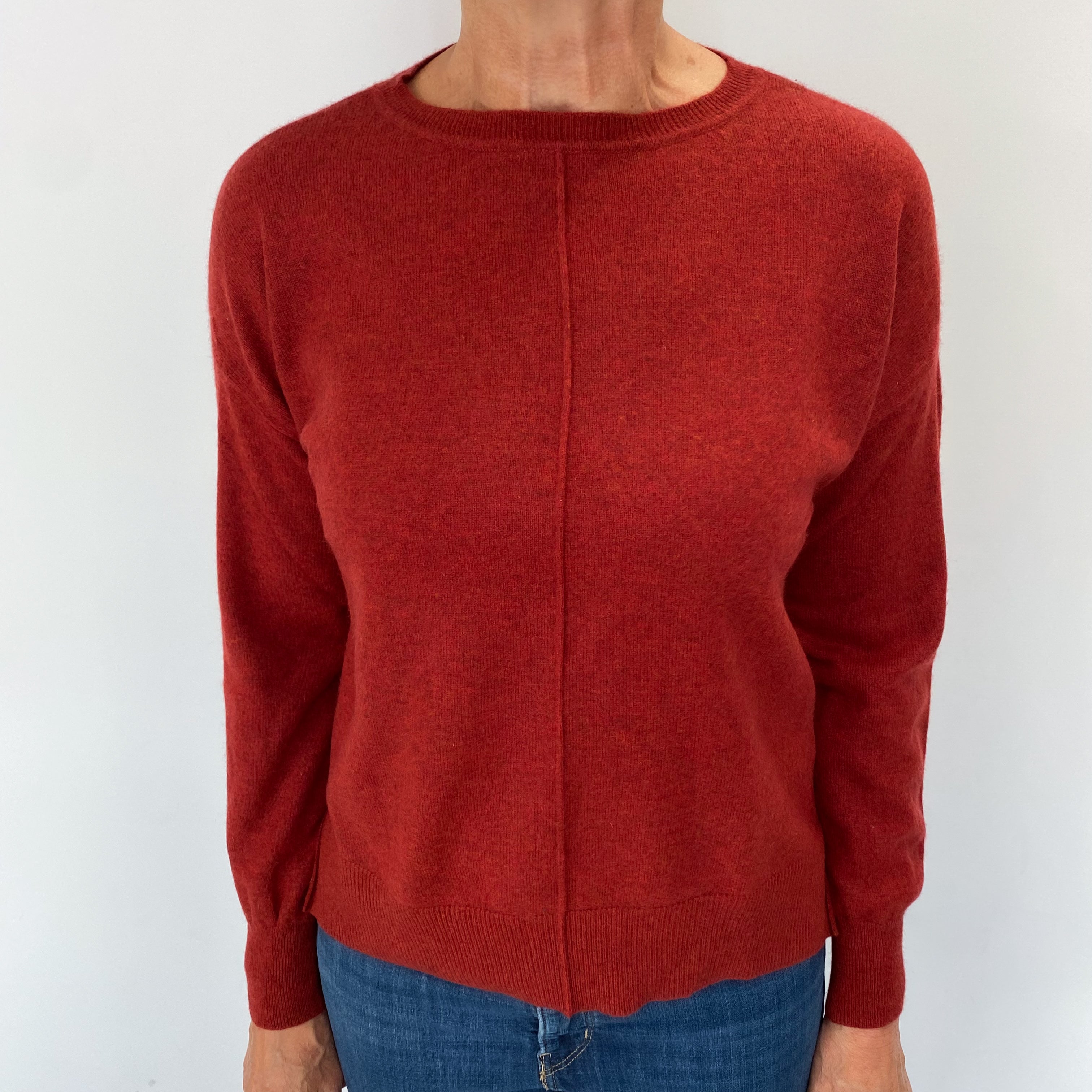 Rust Red Cashmere Crew Neck Jumper Medium