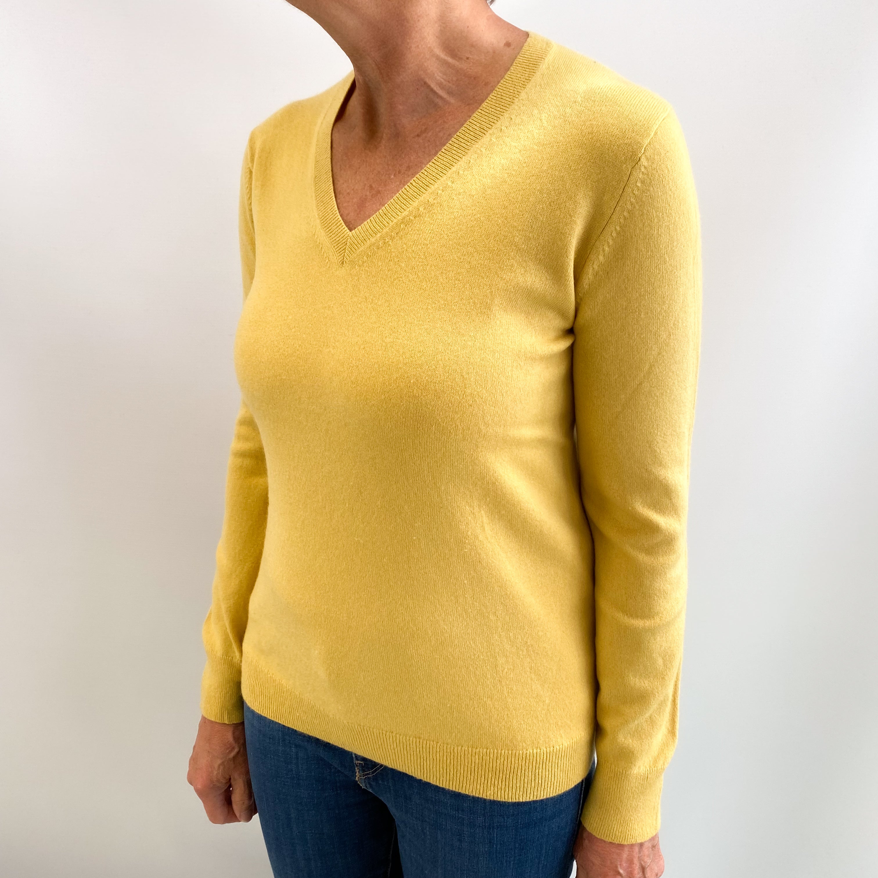 Pineapple Yellow Cashmere V Neck Jumper Medium