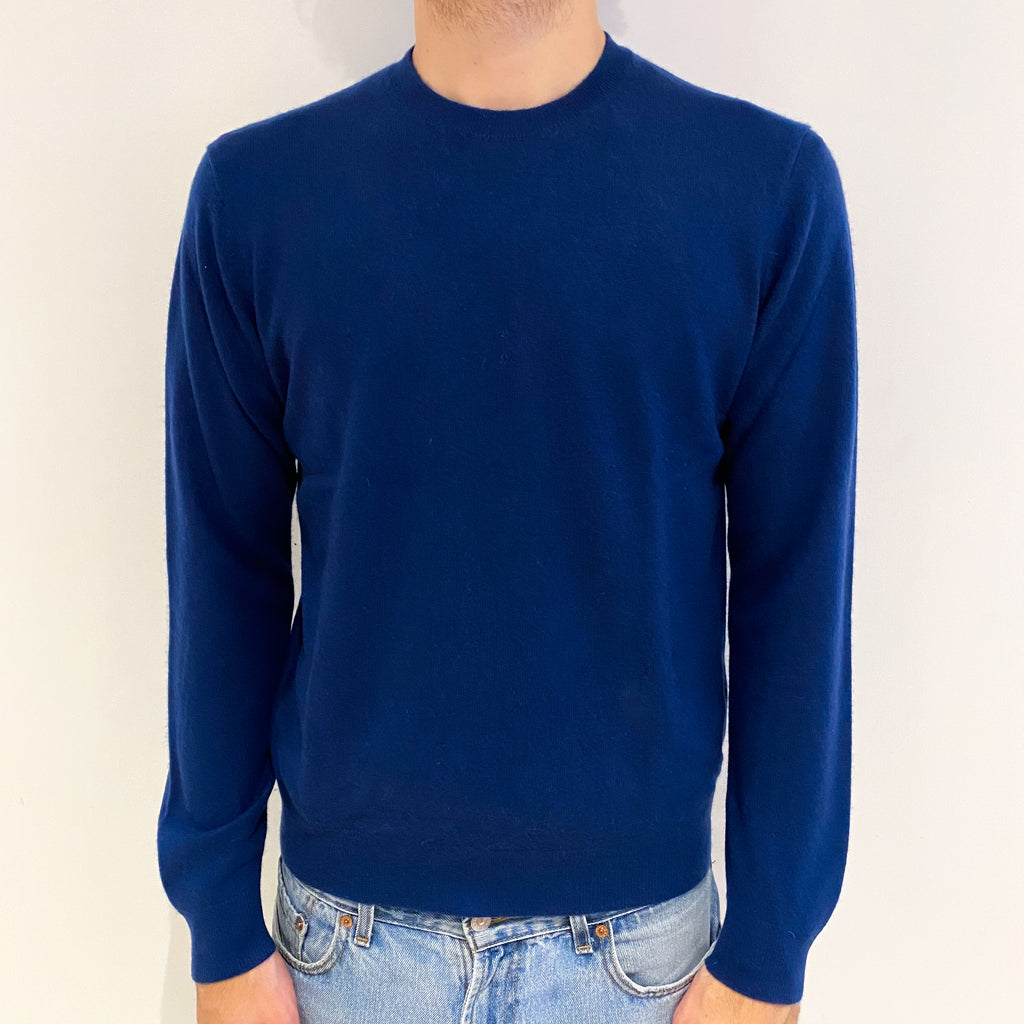 Men's French Navy Cashmere Crew Neck Jumper Medium