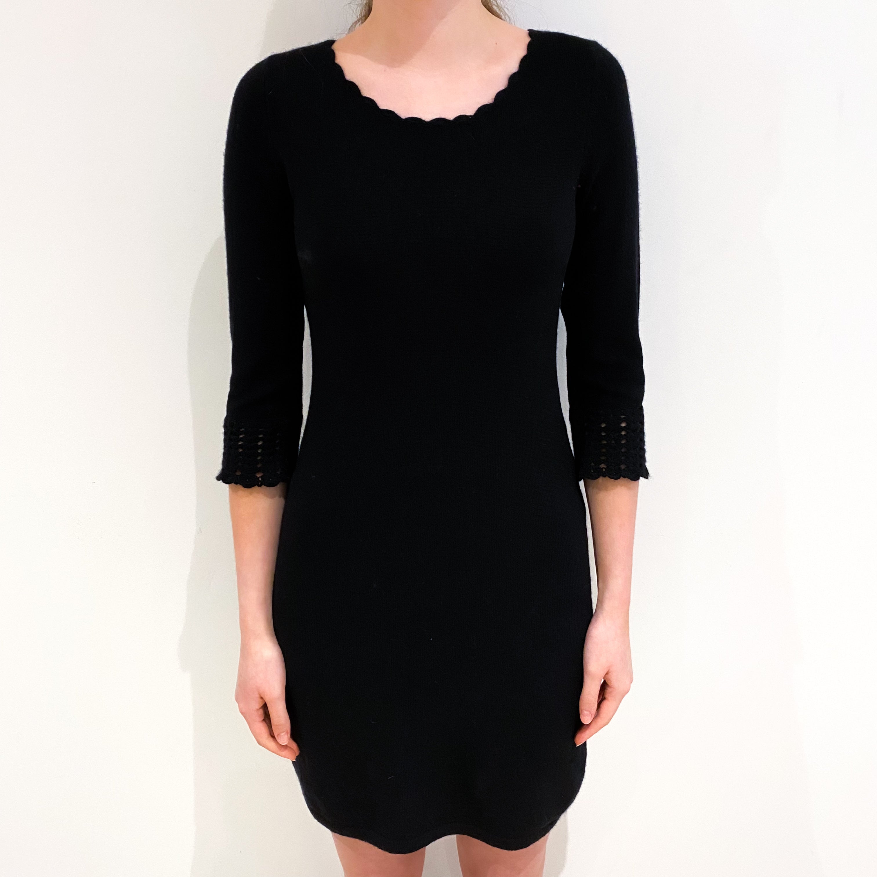 Black Cashmere Crew Neck Dress Extra Small