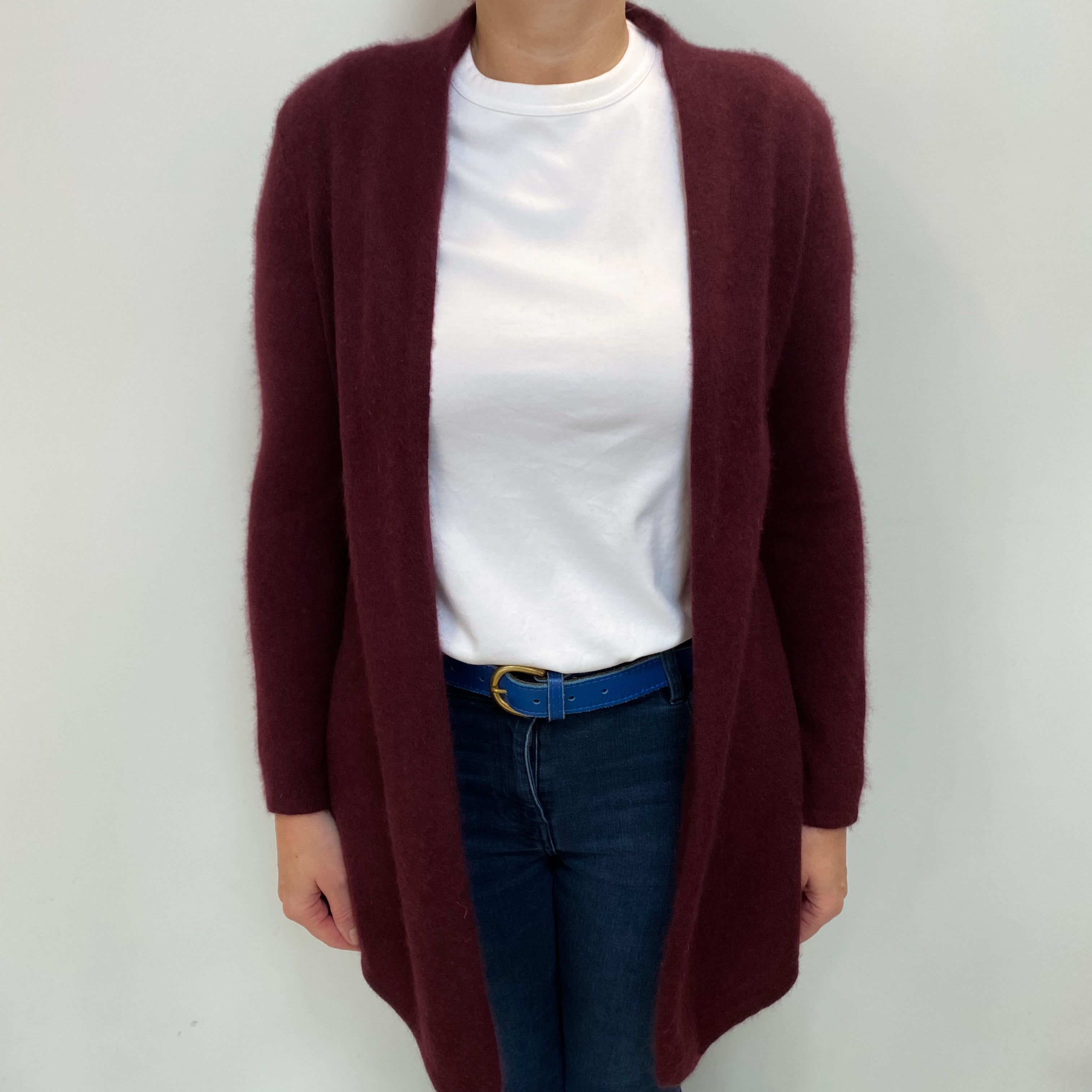 Mulberry Purple Cashmere Edge to Edge Cardigan Large
