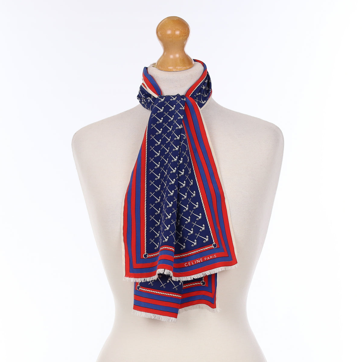 Celine Nautical Design Vintage Silk Scarf