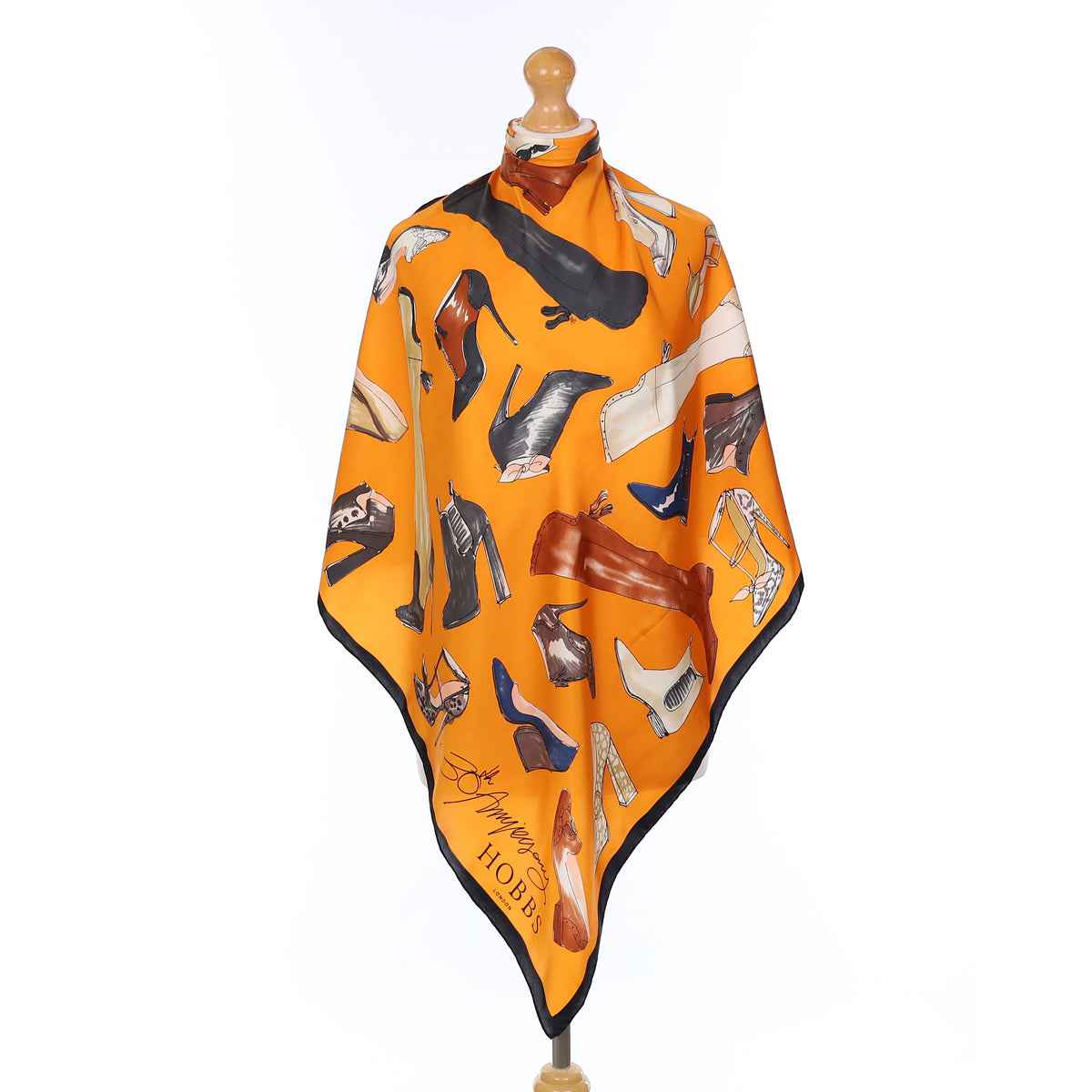 Hobbs Orange Shoe Design Silk Scarf