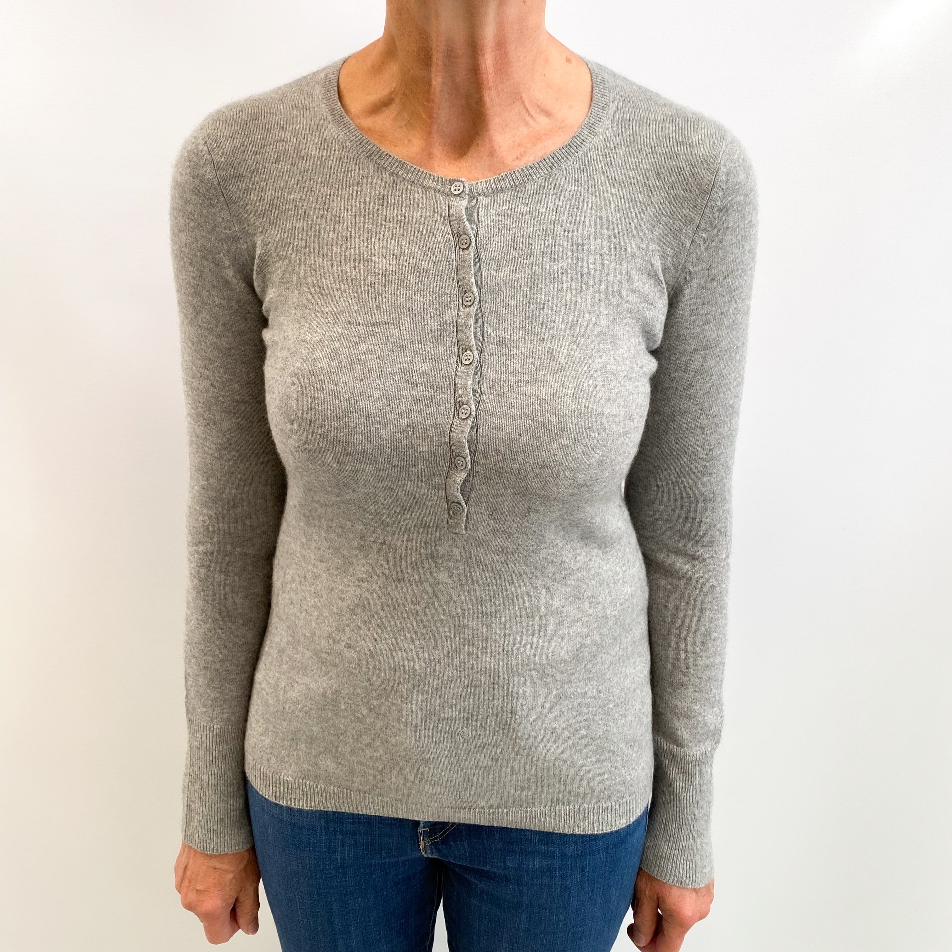 Smoke Grey Cashmere Crew Neck Jumper Medium
